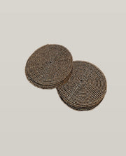 Luxe glaskralen onderzetters | Set van vier | Handgemaakte onderzetters uit Indonesië | Combineer met glaskralen opberg mand