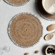 Placemat rotan met schelpen | 34cm