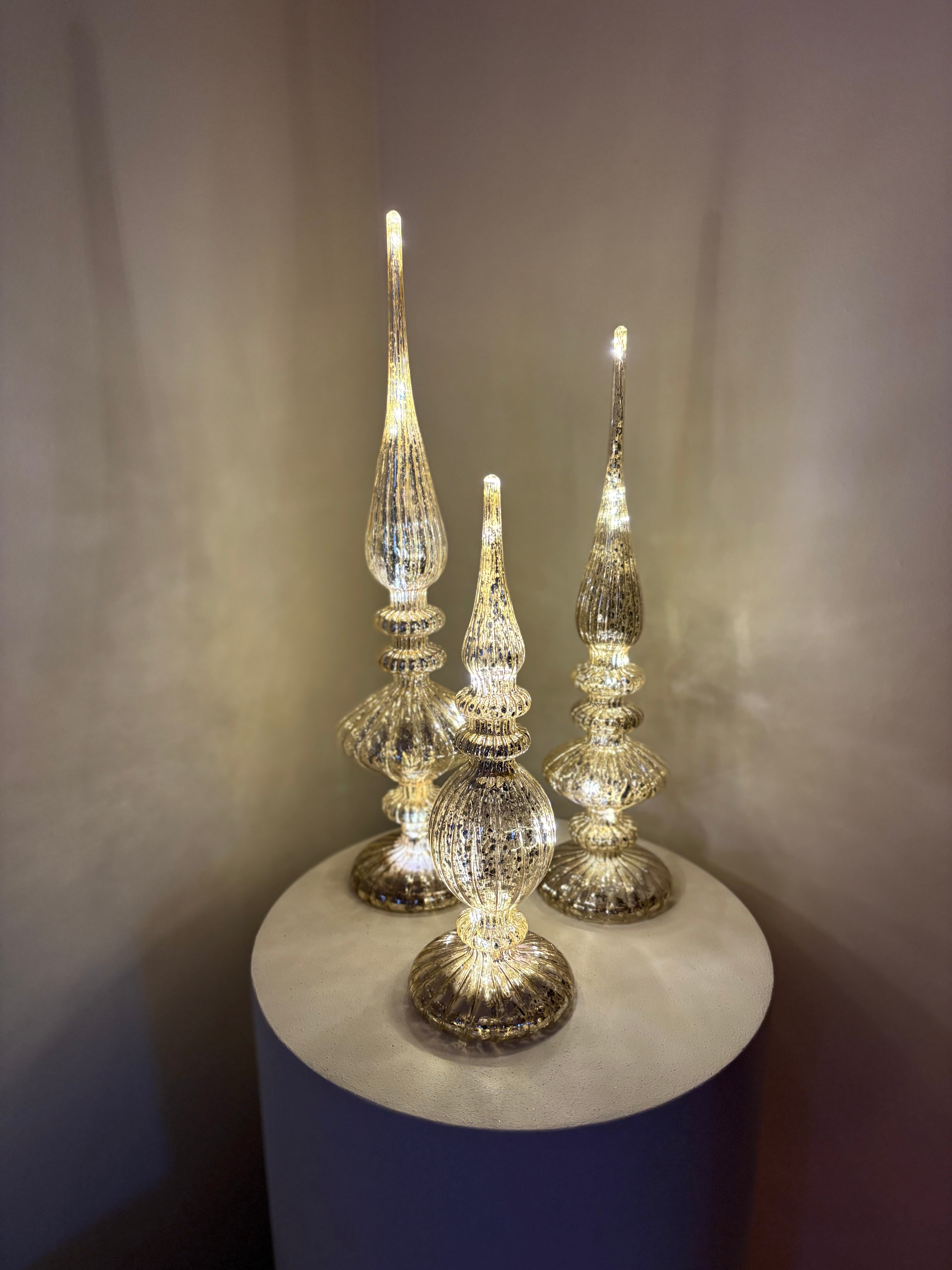 Set van drie | Kerstdecoratie pieken | Zilver