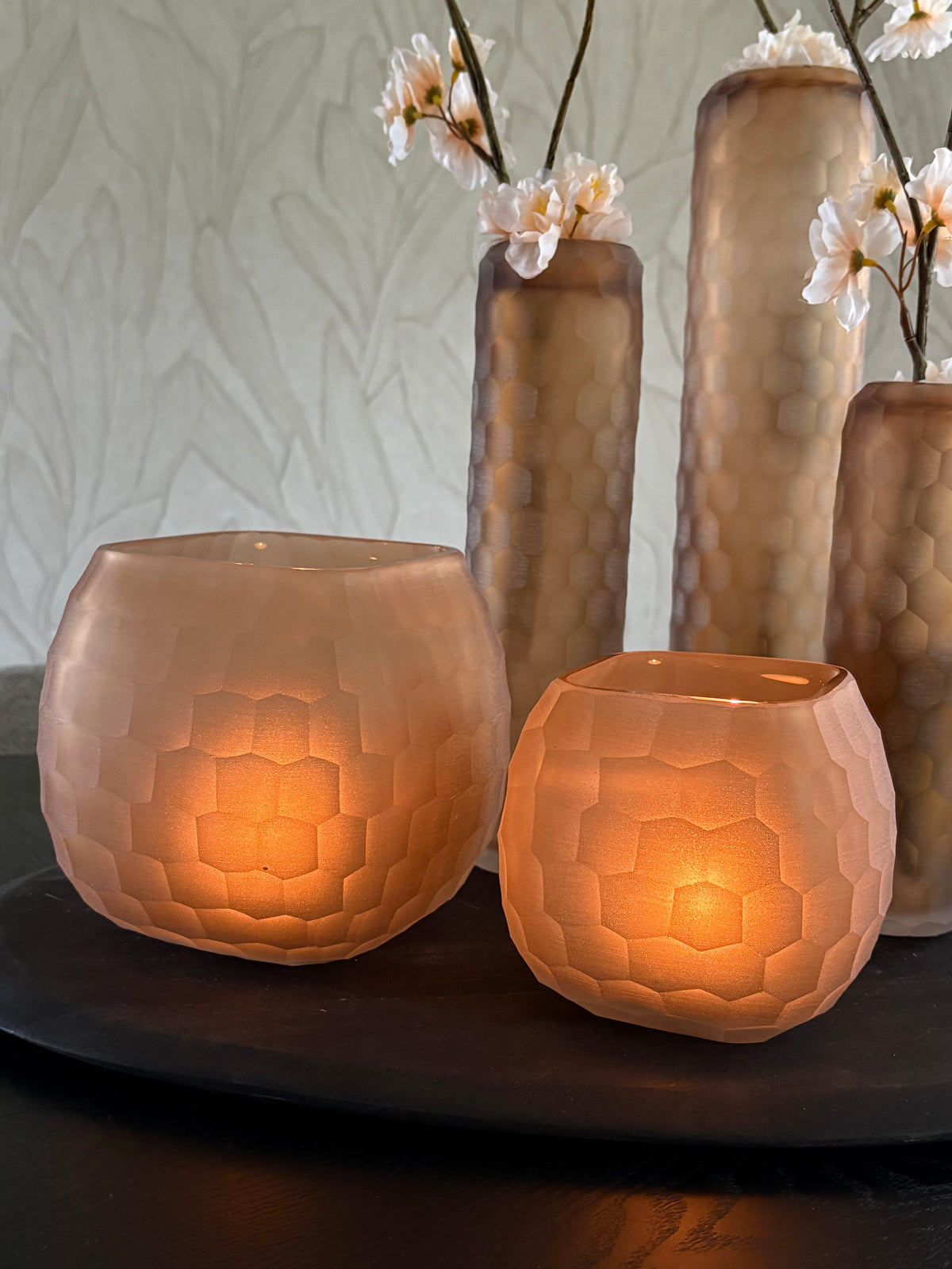 Honeycomb windlicht | Beige | Hotelchique
