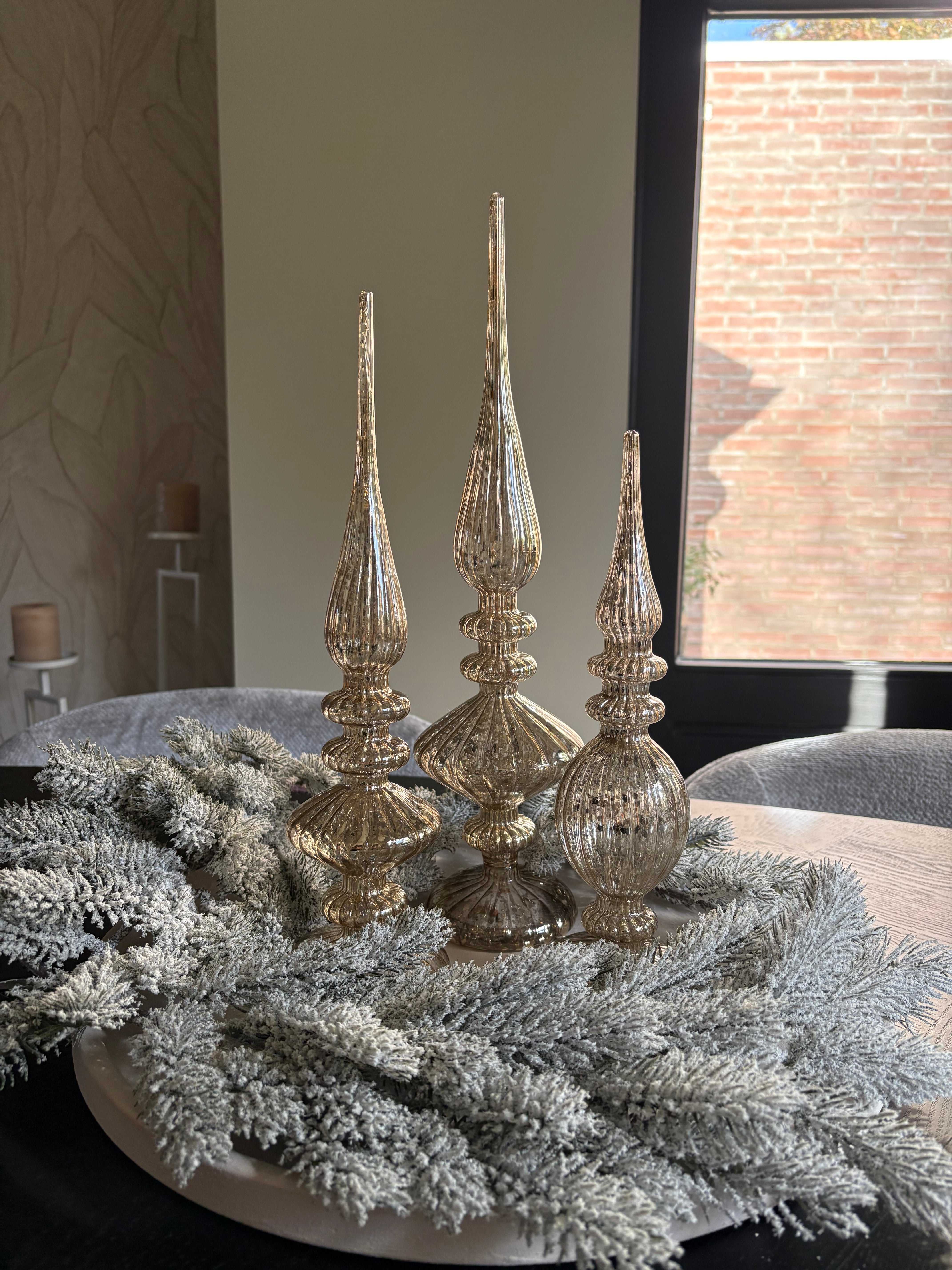 Set van drie | Kerstdecoratie pieken | Zilver