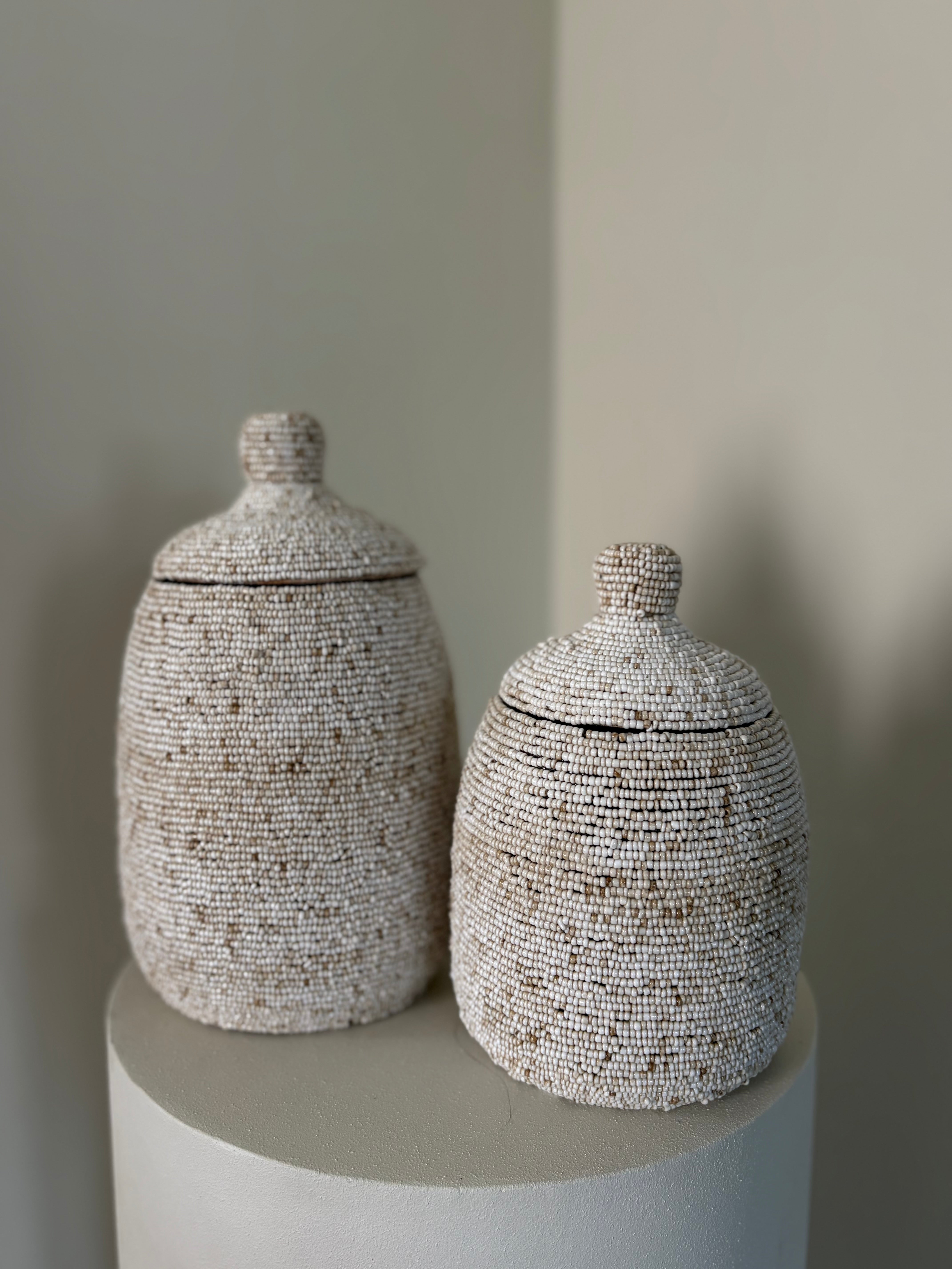 Kralenpot | Zandkleur | Handgemaakt | Japandi
