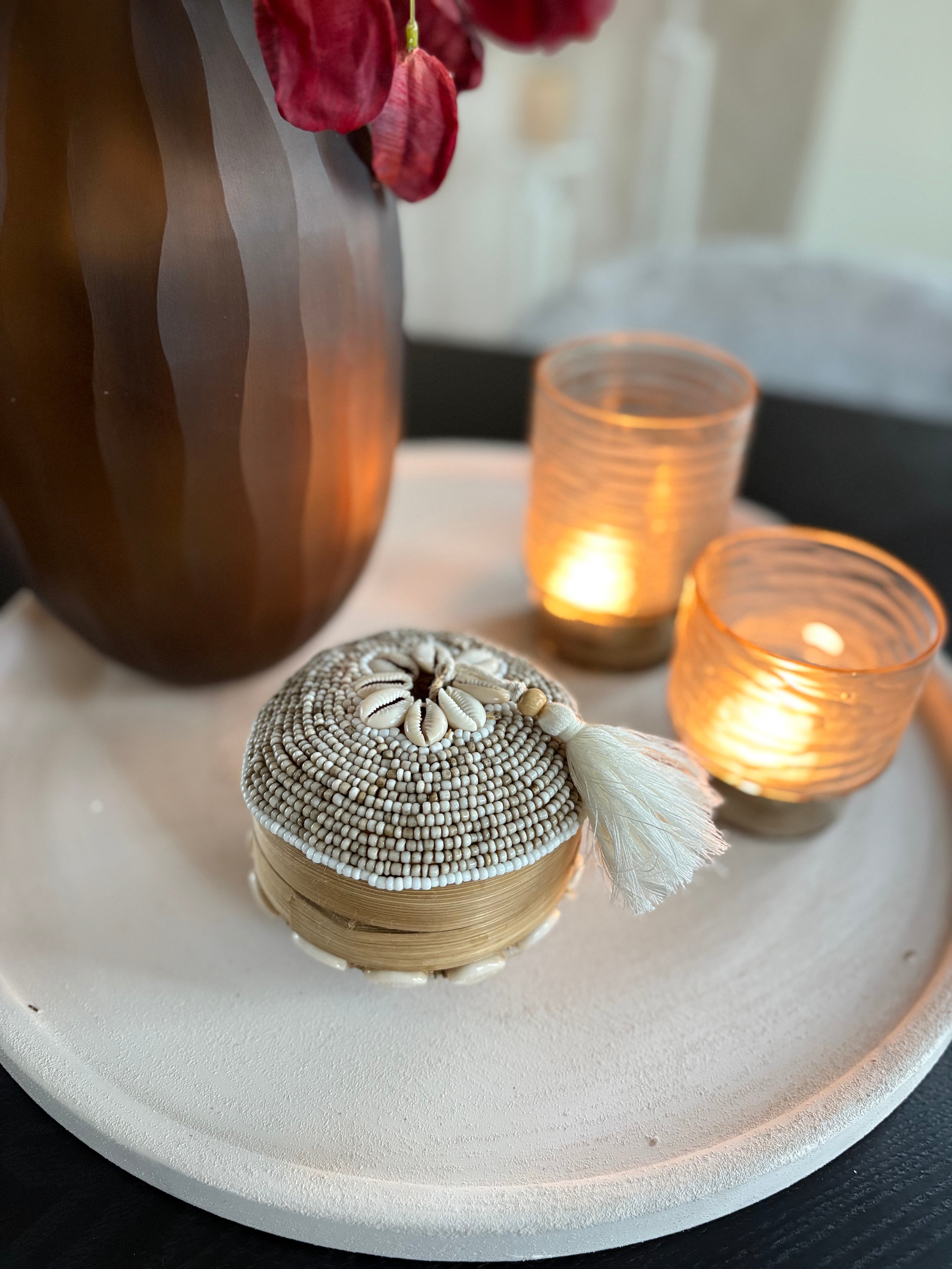 Offermand Juliet | Offermand beige met schelpen | Handgemaakt | Japandi