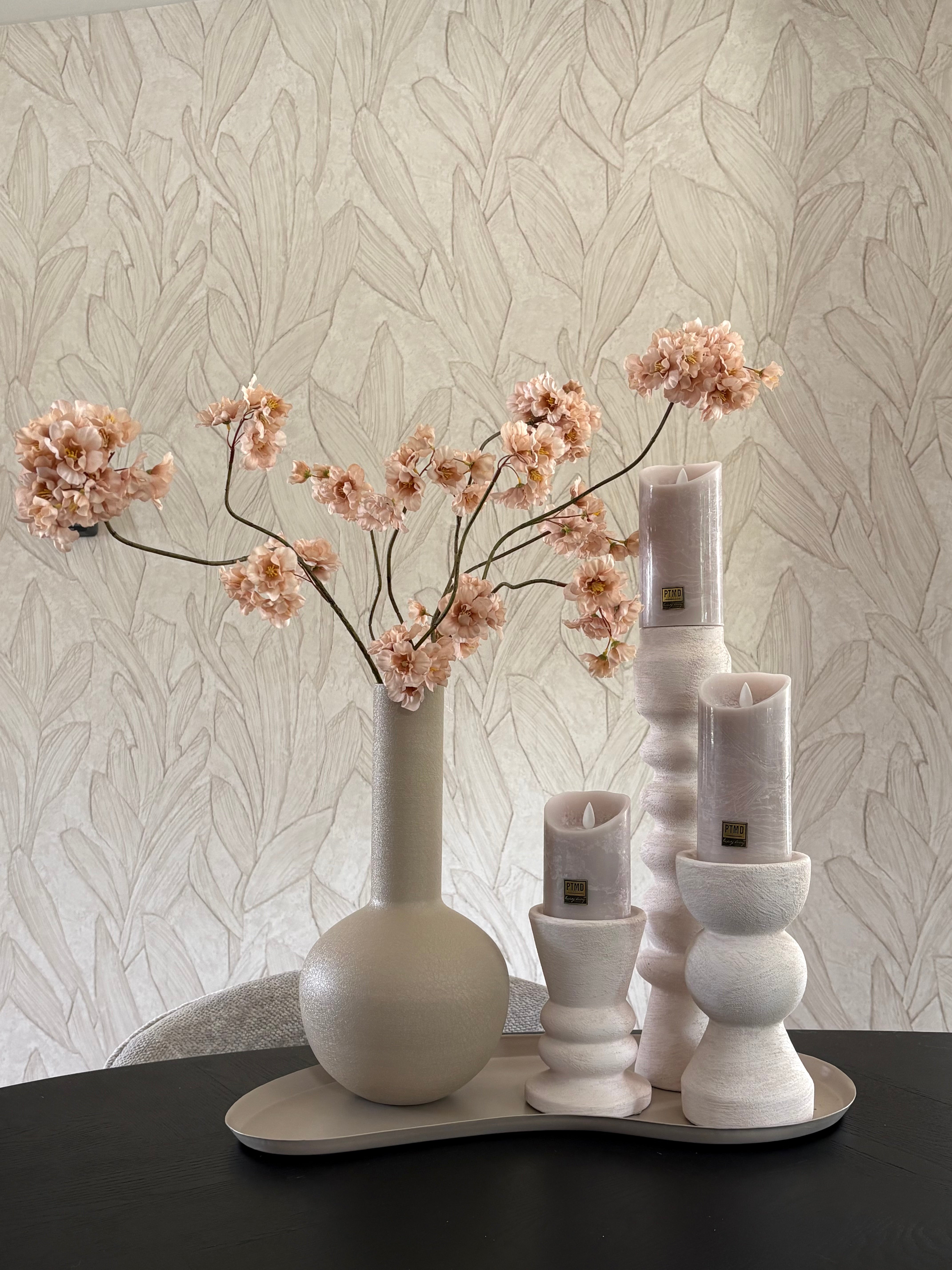 Japandi kandelaren | Beige | Aardewerk kandelaren | Set van drie