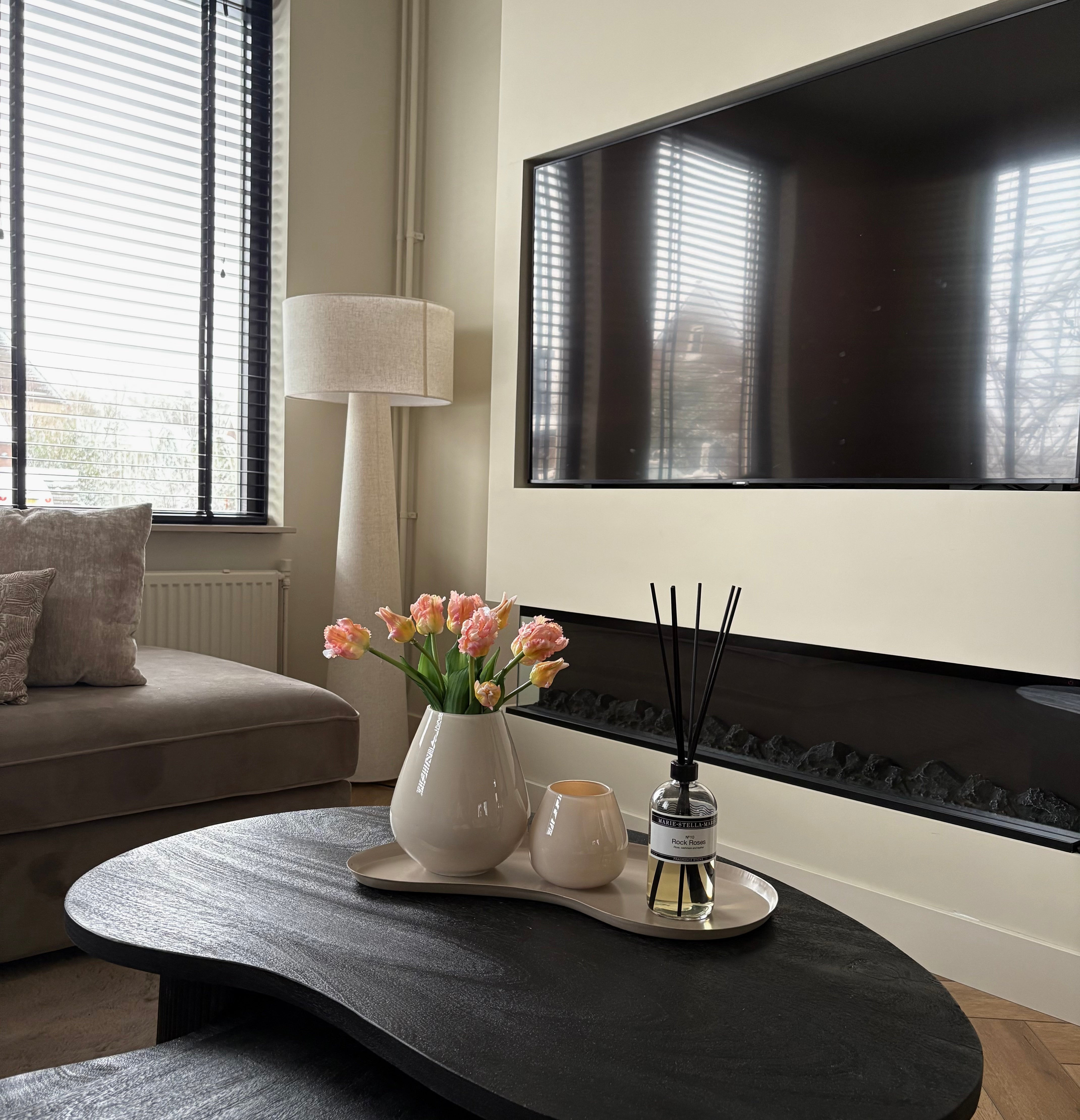 Waxinelichthouder zandkleur | Tasman vaas | Kaarsenhouder beige