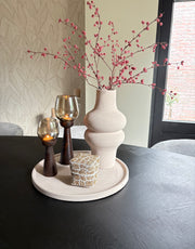 Aardewerk dienblad taupe | Japandi |42cm