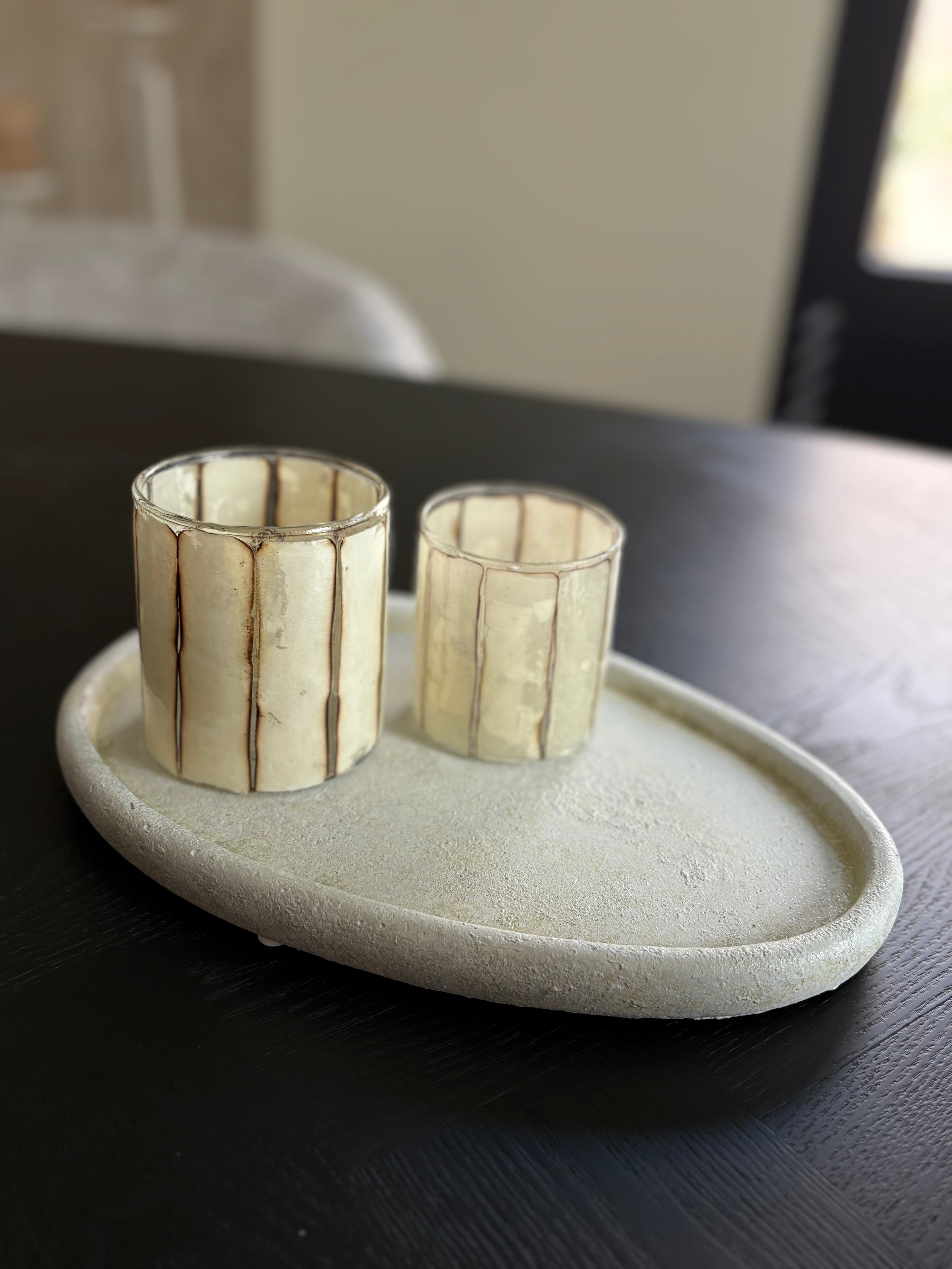 Organisch dienblad | Aardewerk | Beige