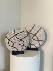 Kralenornamenten | Set van twee | Vakkenkastdecoratie | Beige goud