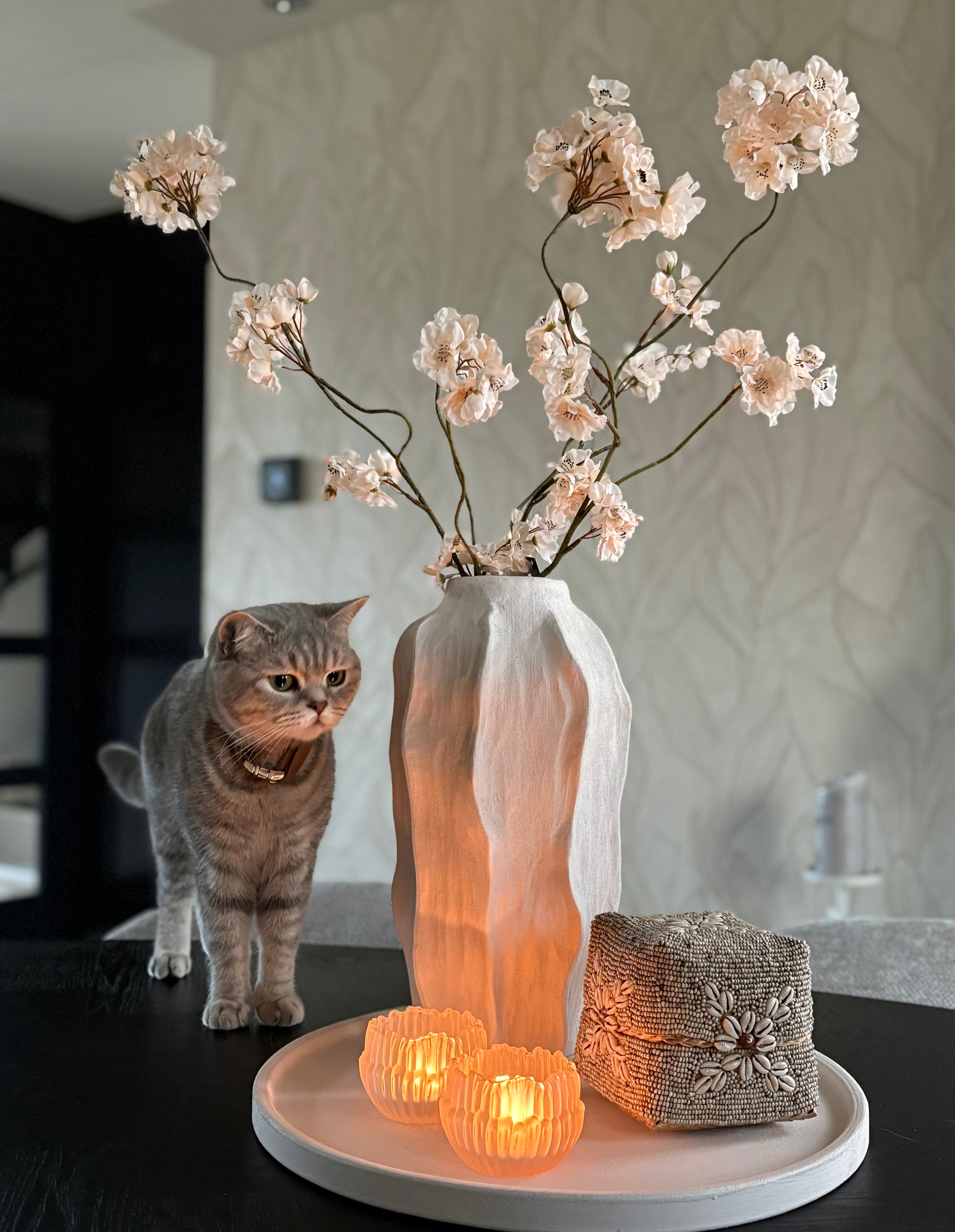 Cozy waxinelichthouders | Zand kleur | Set van twee stuks | Japandi