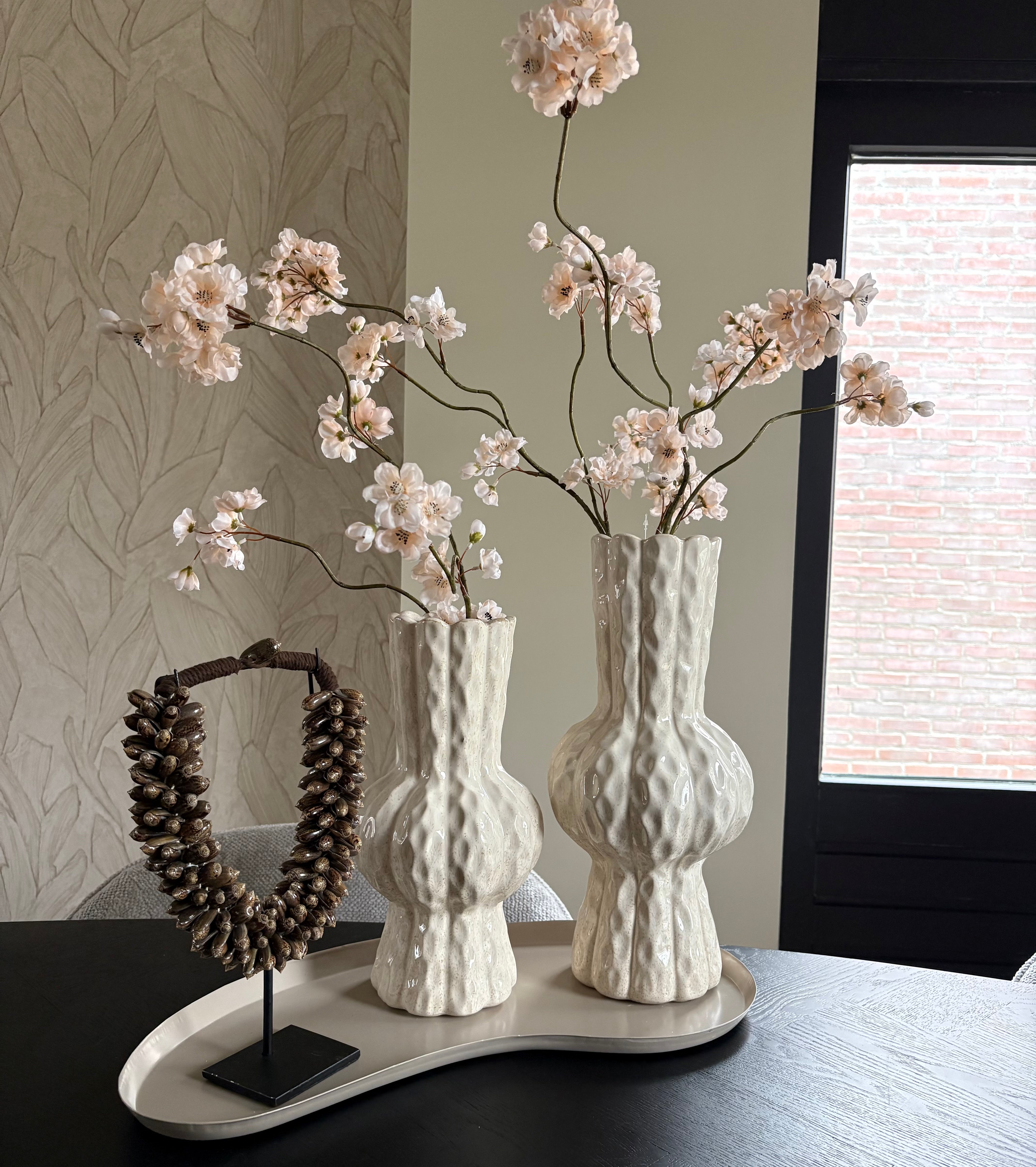 Aardewerk vaas Bira | Creme | Japandi