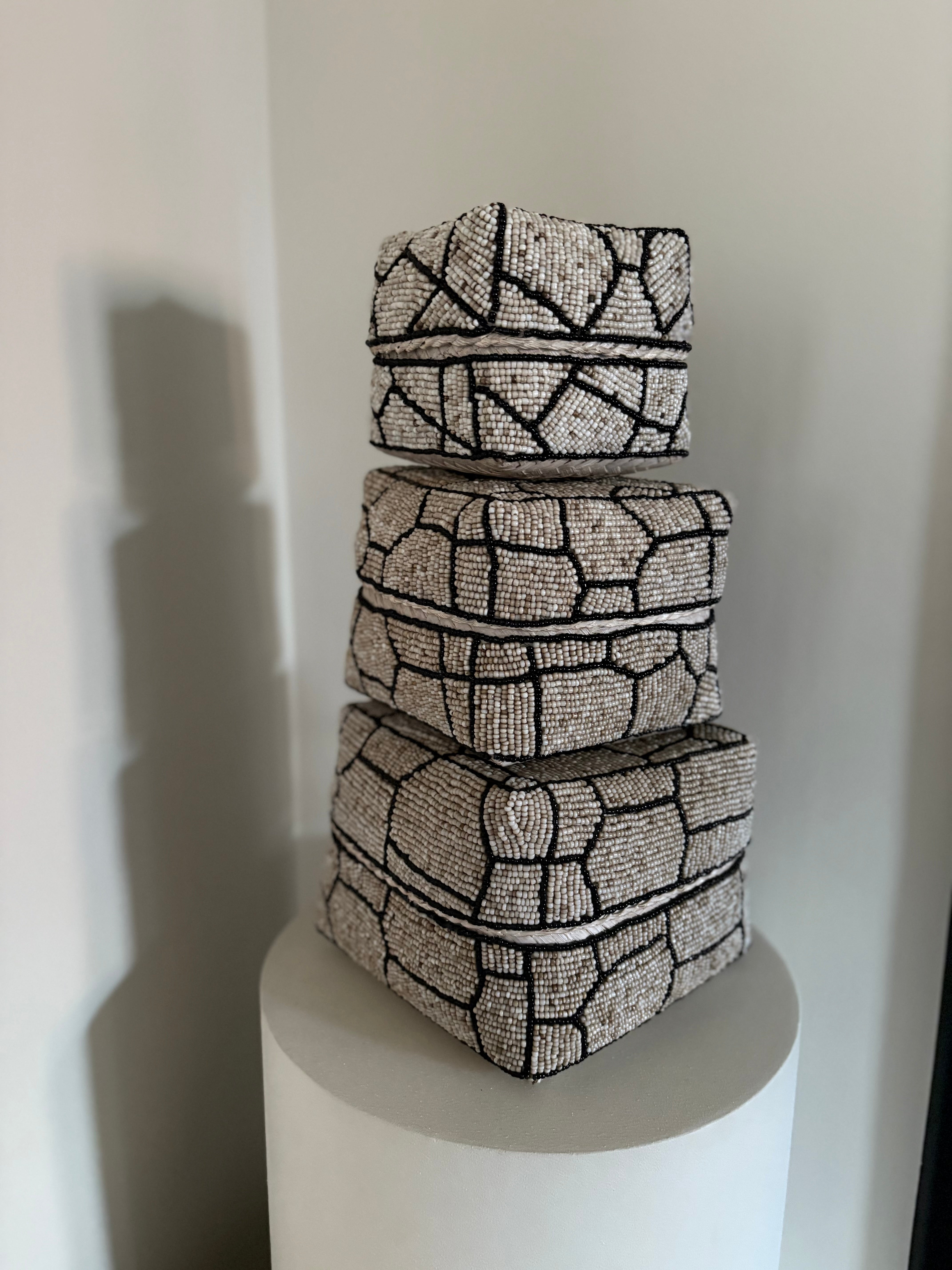 Offermand Snake | Beige zwart | Offermanden set | Japandi | Boho | Handgemaakt