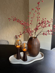 Kandelaar mango hout | Maat S | Gold luster glas | 20cm | Japandi