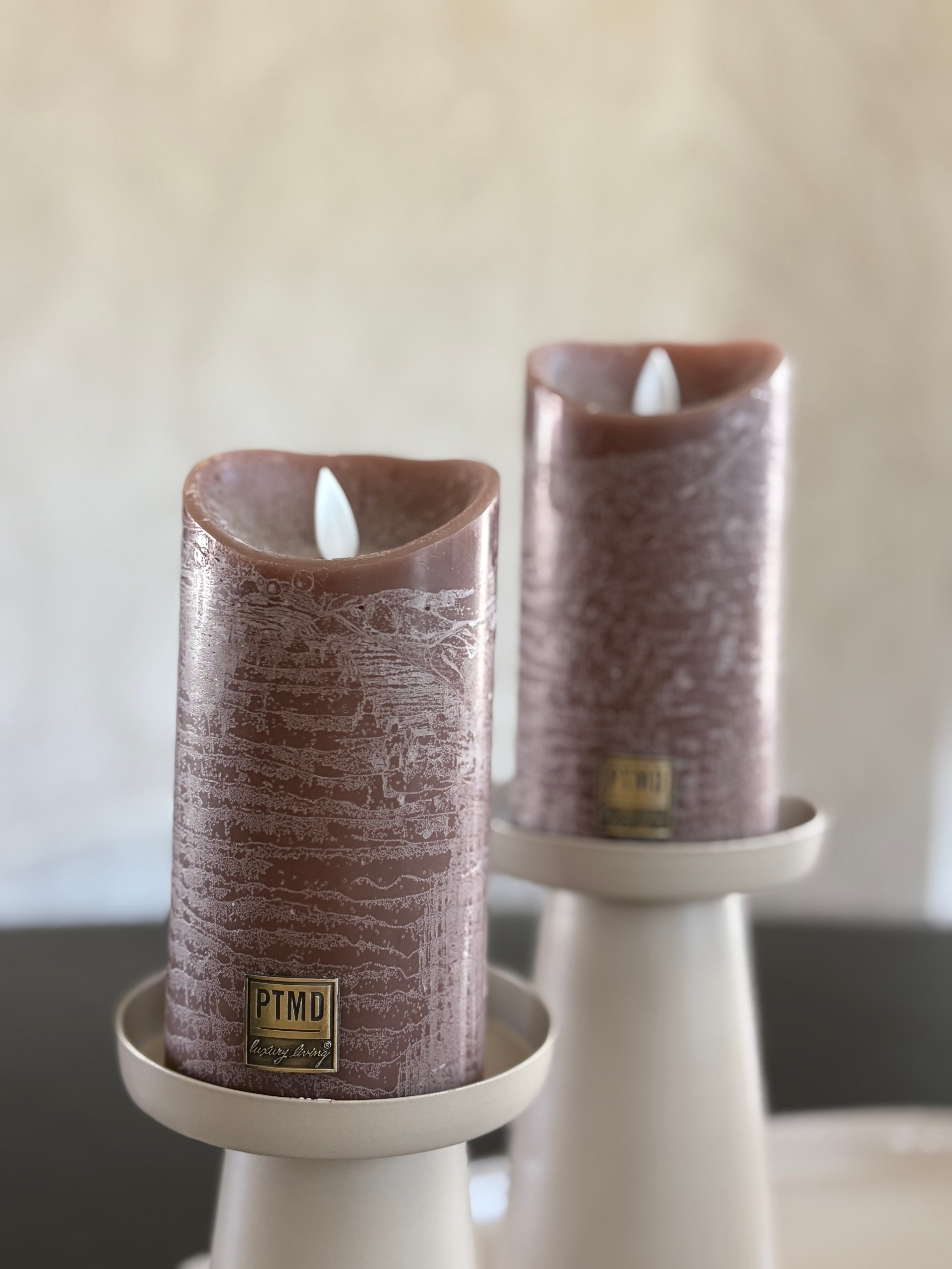 Led kaars bruin | PTMD | 7.5 x 7.5 x 15.0 cm
