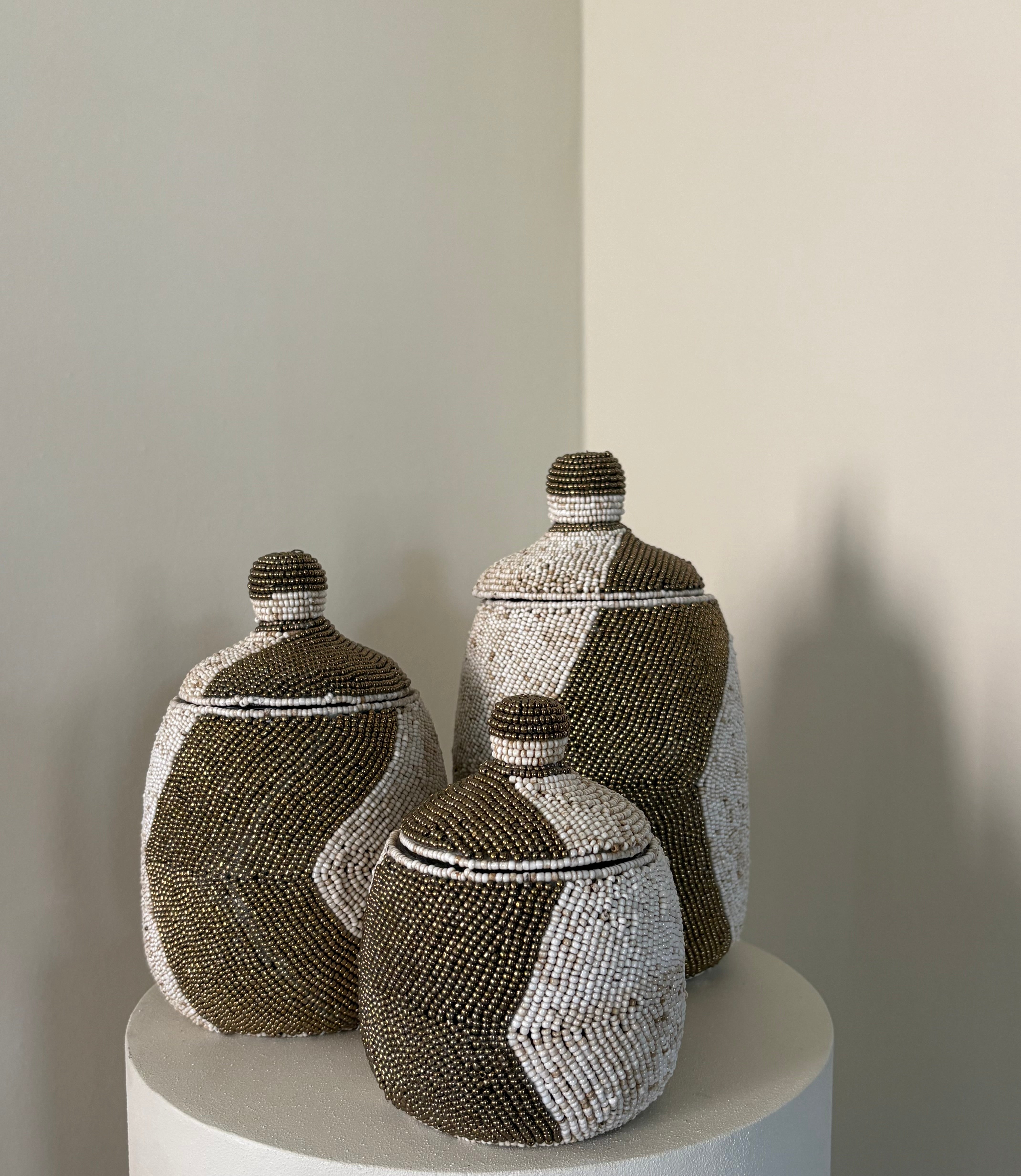 Kralenpot | Goud zand | Handgemaakt | Japandi