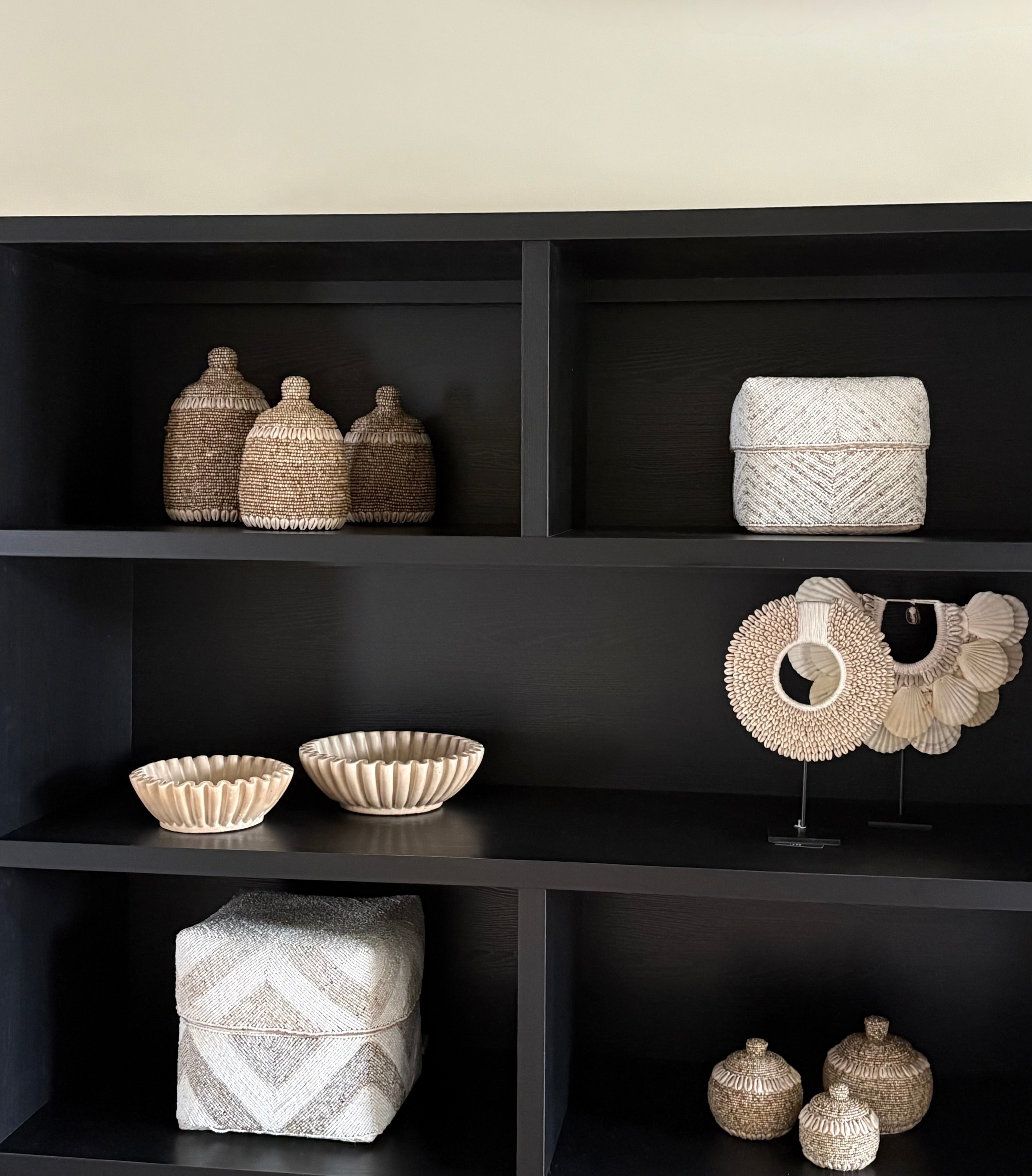 Set van twee | Ribbel schalen | Beige