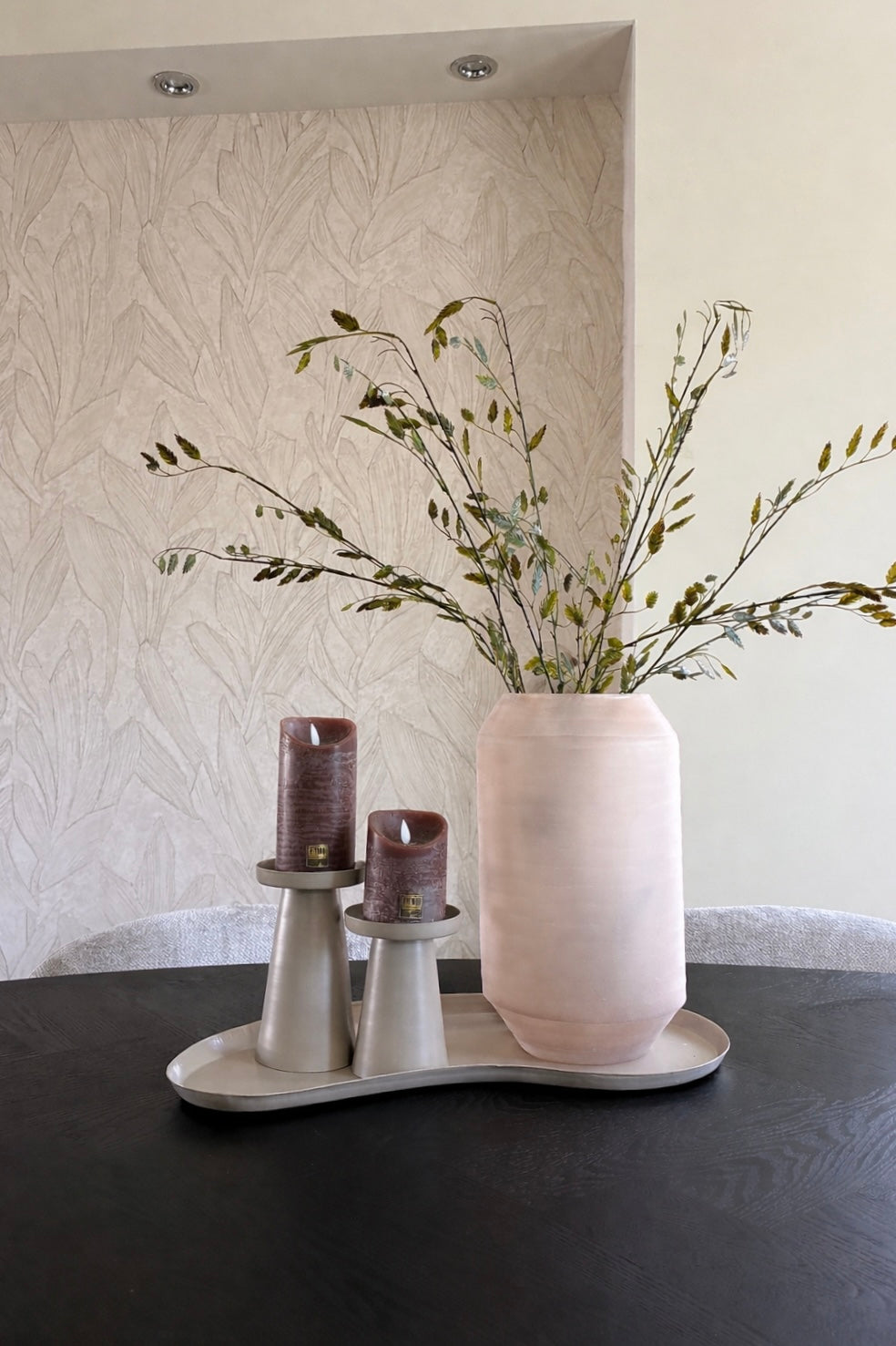 Led kaars bruin | PTMD | 7.5 x 7.5 x 15.0 cm