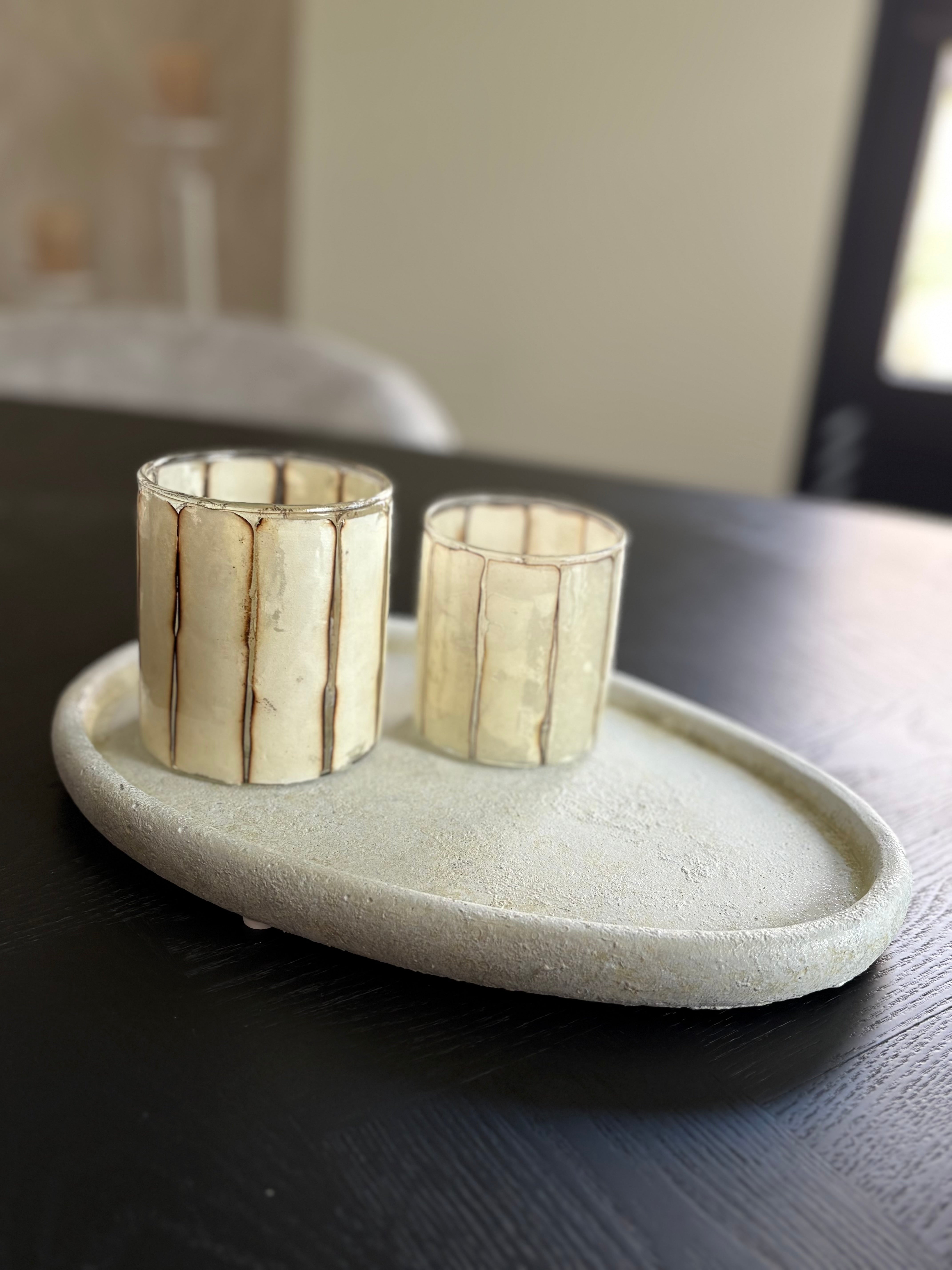 Organisch dienblad | Aardewerk | Beige