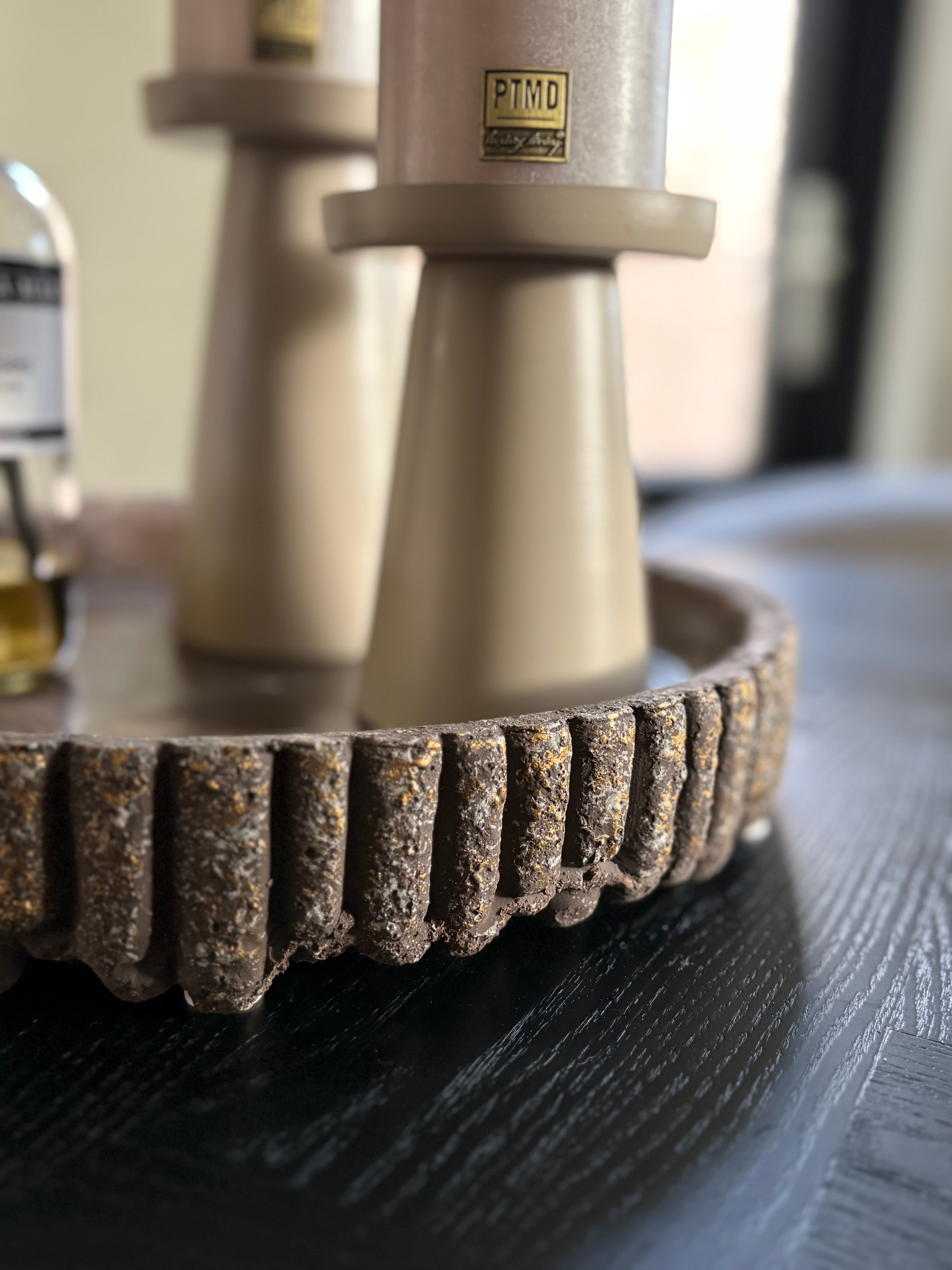 Aardewerk dienblad | Bruin | Rond