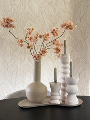 Japandi kandelaren | Beige | Aardewerk kandelaren | Set van drie