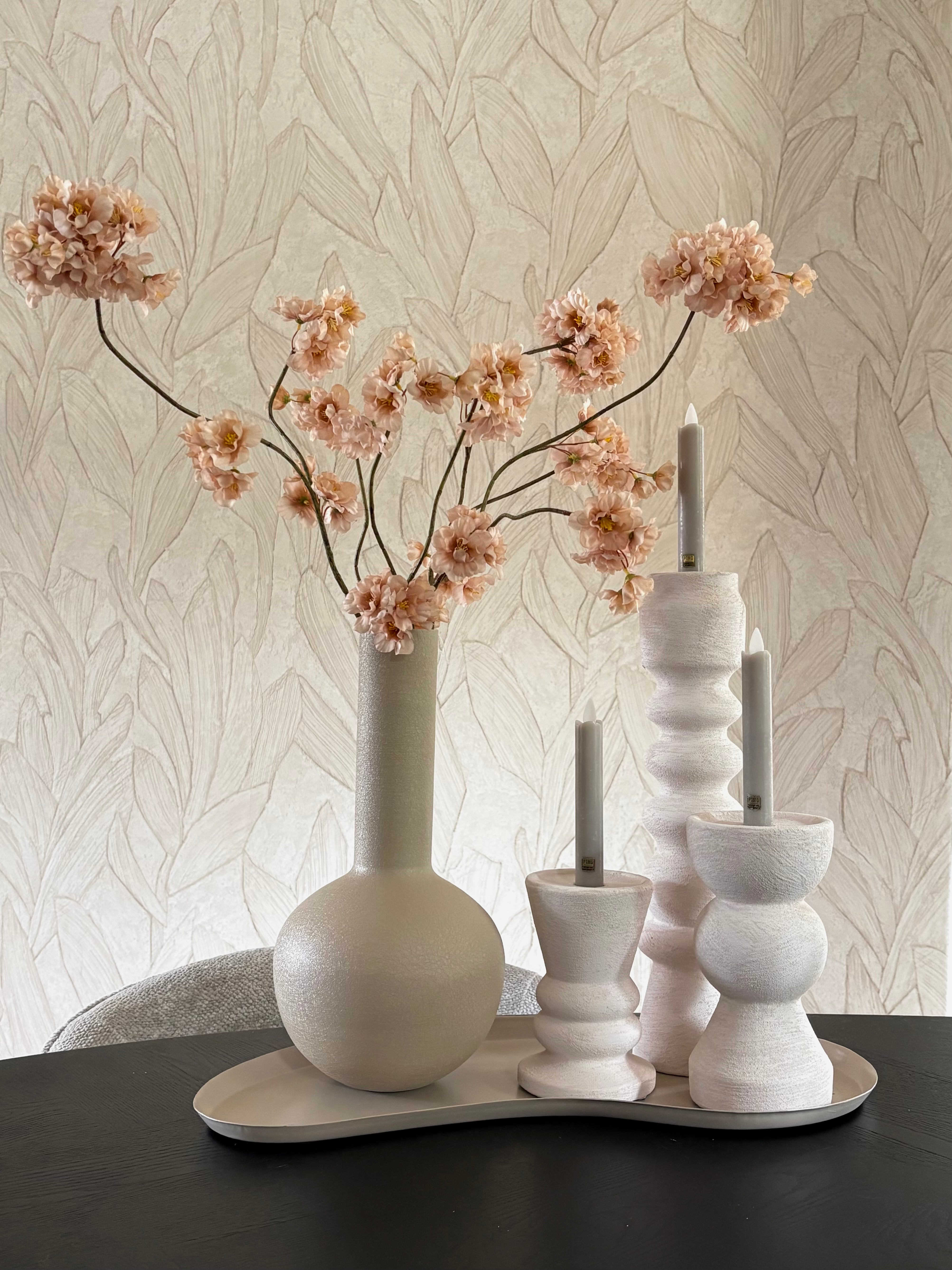 Japandi kandelaren | Beige | Aardewerk kandelaren | Set van drie