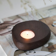 Waxinelichthouder walnoot | Japandi | Waxinelicht bruin