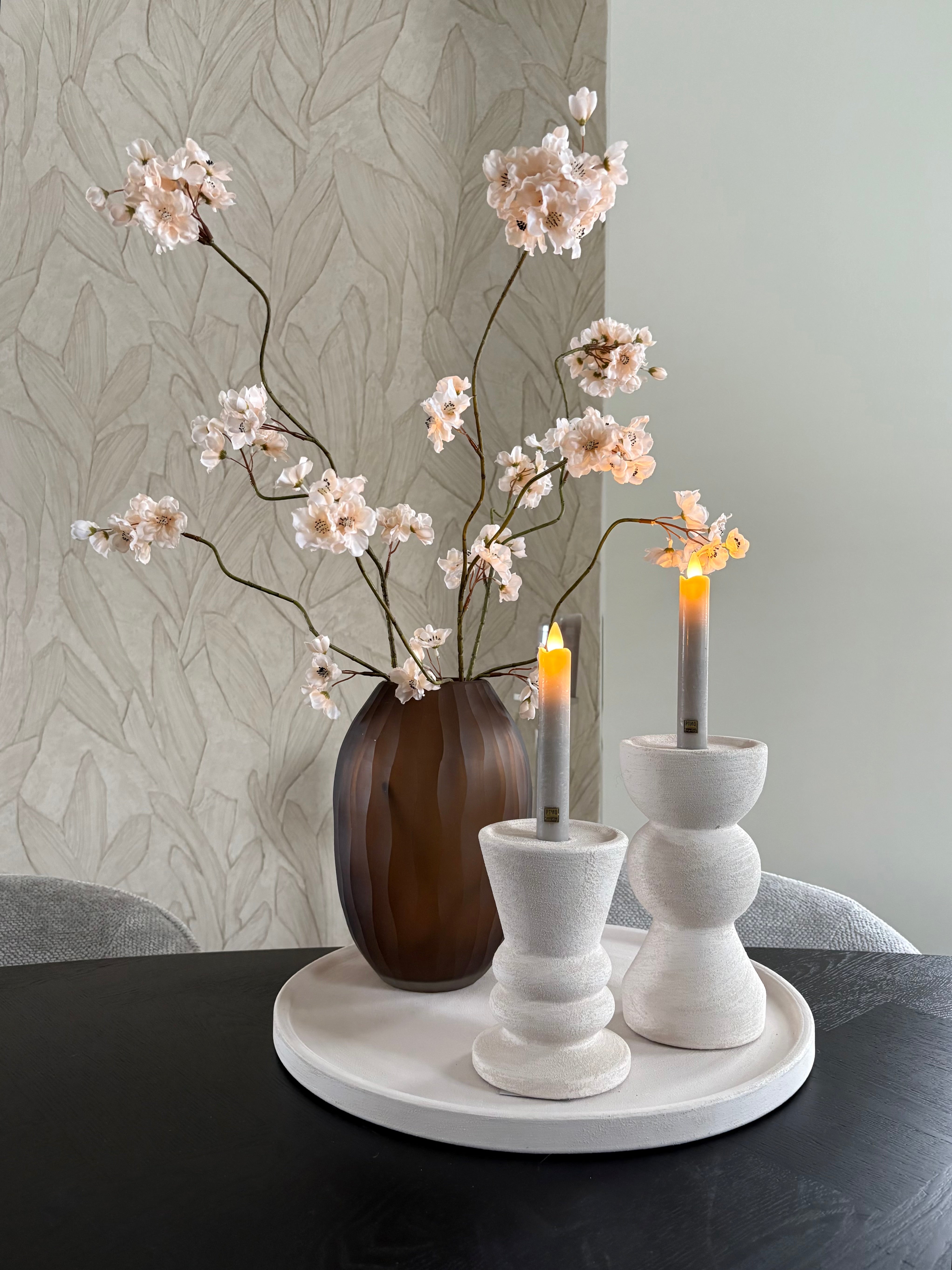 Japandi kandelaren | Beige | Aardewerk kandelaren | Set van drie