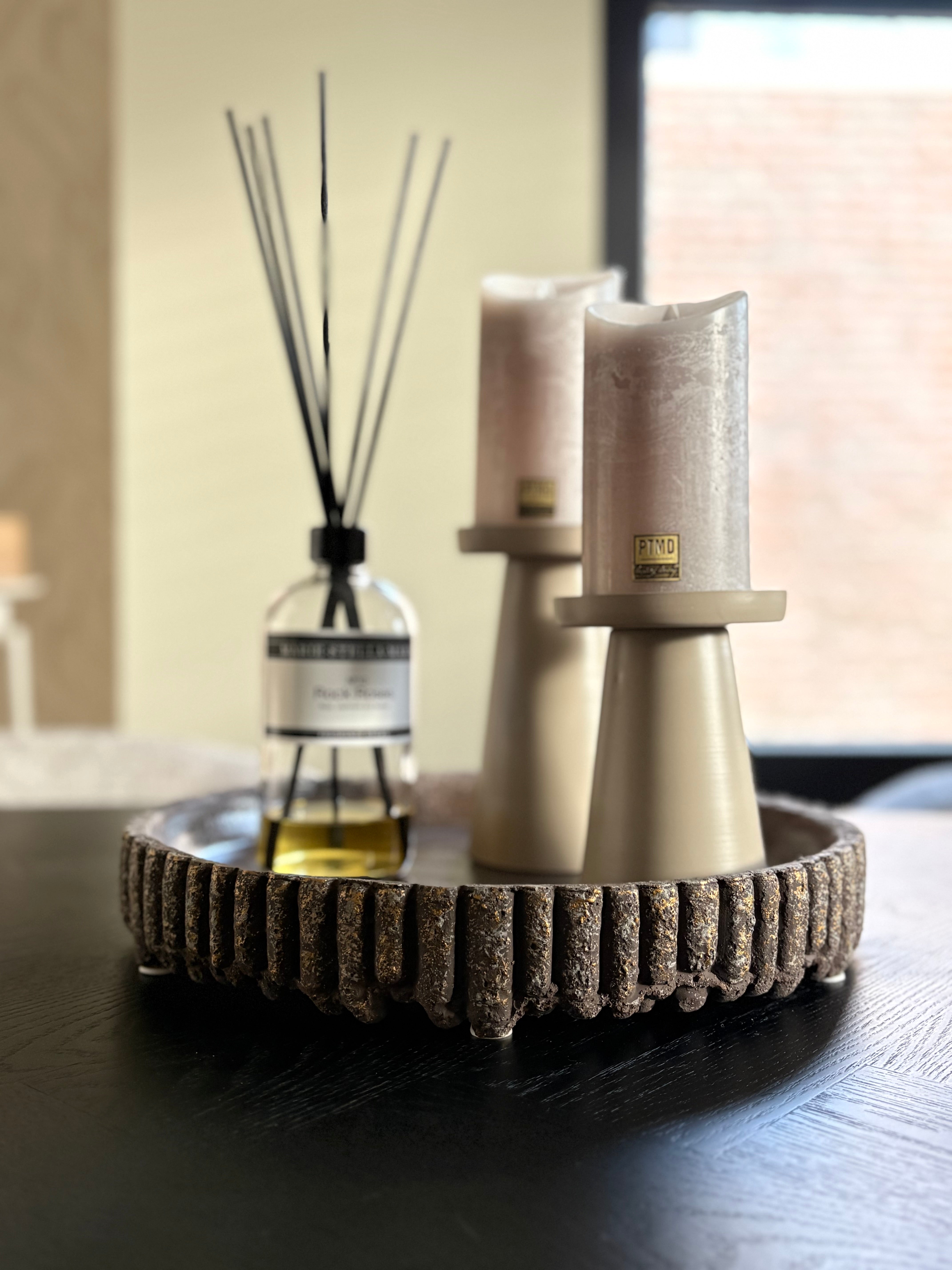 Aardewerk dienblad | Bruin | Rond