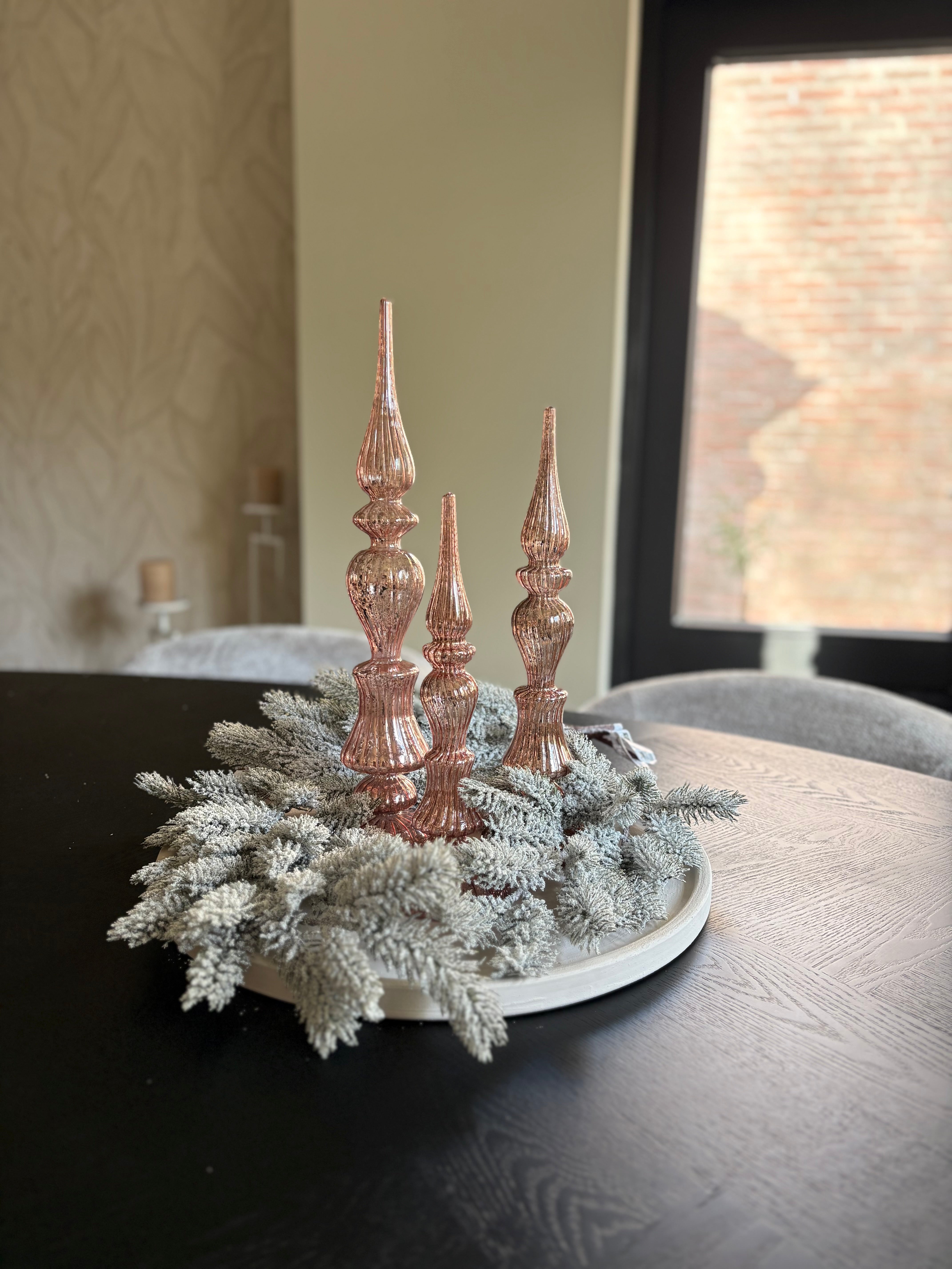 Set van Twee | Kerstdecoratie pieken | Licht roze