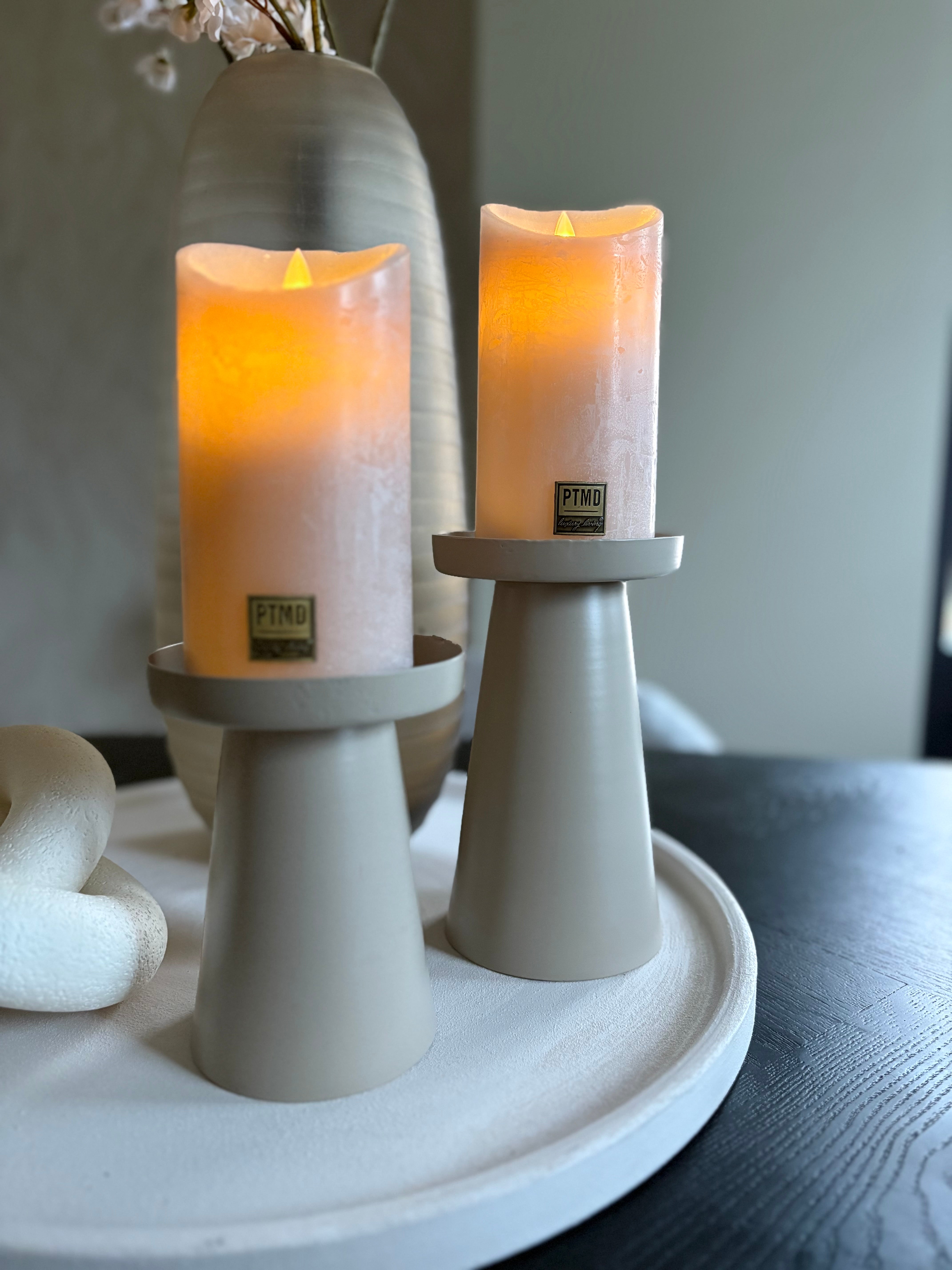 Led kaars beige | PTMD | 7.5 x 7.5 x 15.0 cm