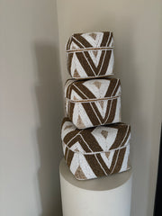 Offermand May | Offermanden set goud taupe | Kralenmand taupe goud