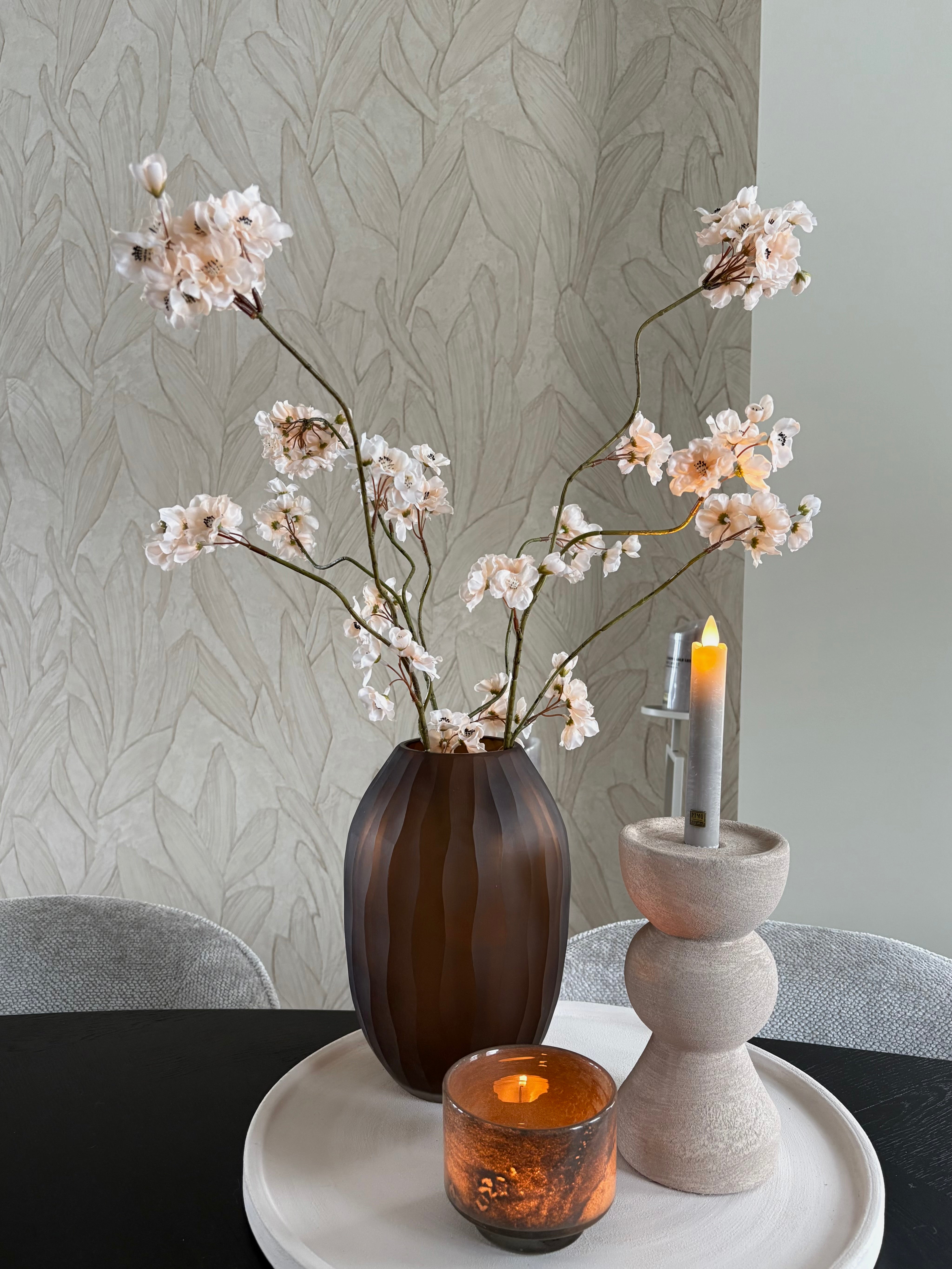 Japandi kandelaar taupe | Aardewerk