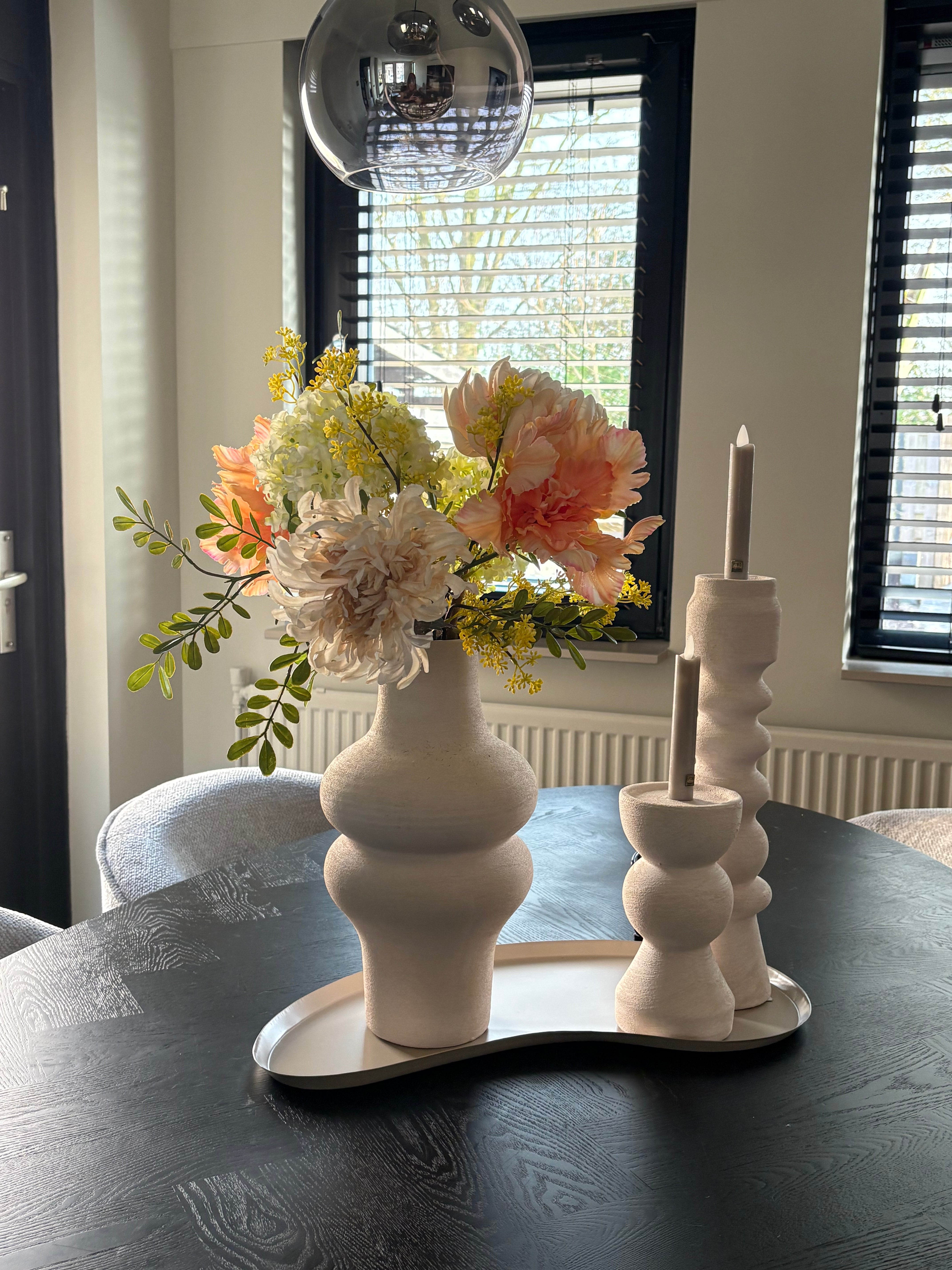 Japandi vaas beige | Aardewerk | 18x18x34cm