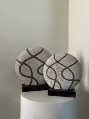 Kralenornamenten | Set van twee | Vakkenkastdecoratie | Beige goud