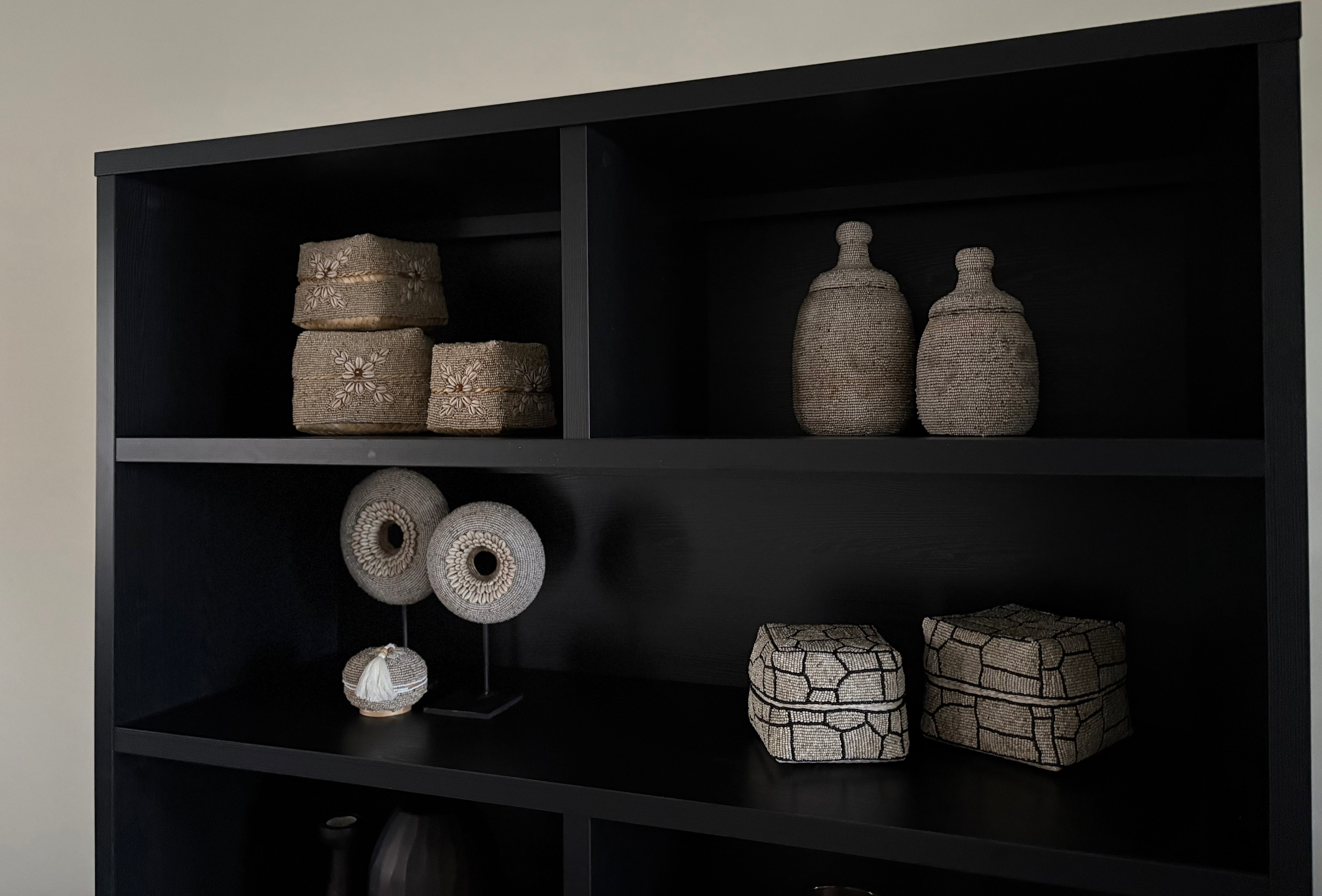 Kralenpotten beige | Vakkenkast decoratie | Japandi | Handgemaakt | Boho