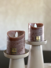 Led kaars bruin | PTMD |  7.5 x 7.5 x 10.0 cm