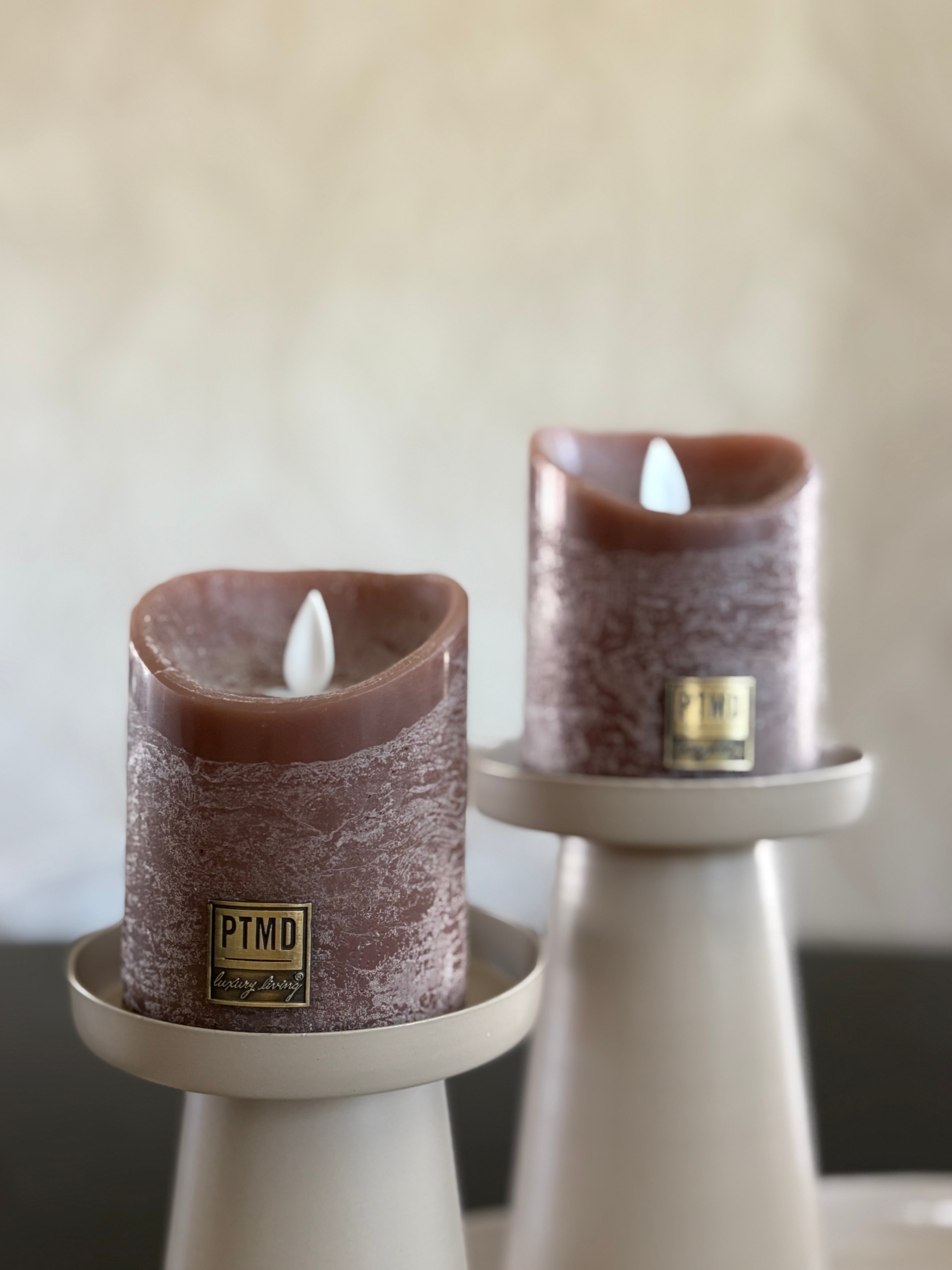 Led kaars bruin | PTMD |  7.5 x 7.5 x 10.0 cm