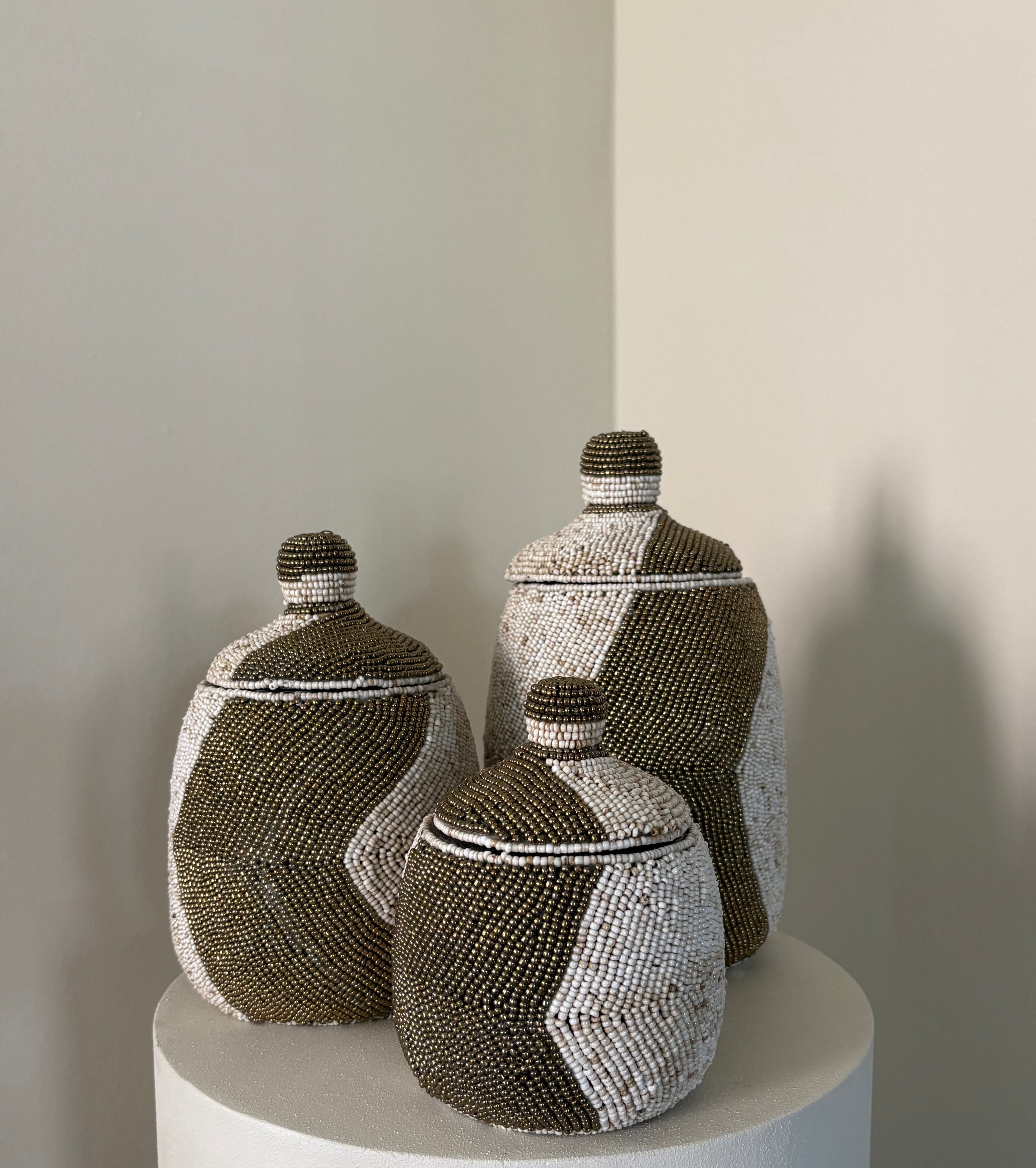 Kralenpot | Goud zand | Handgemaakt | Japandi