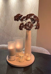 Luxe windlicht PTMD | Marmeren voet | Hotelchique | Maat M | 10.0 x 10.0 x 25.0 cm