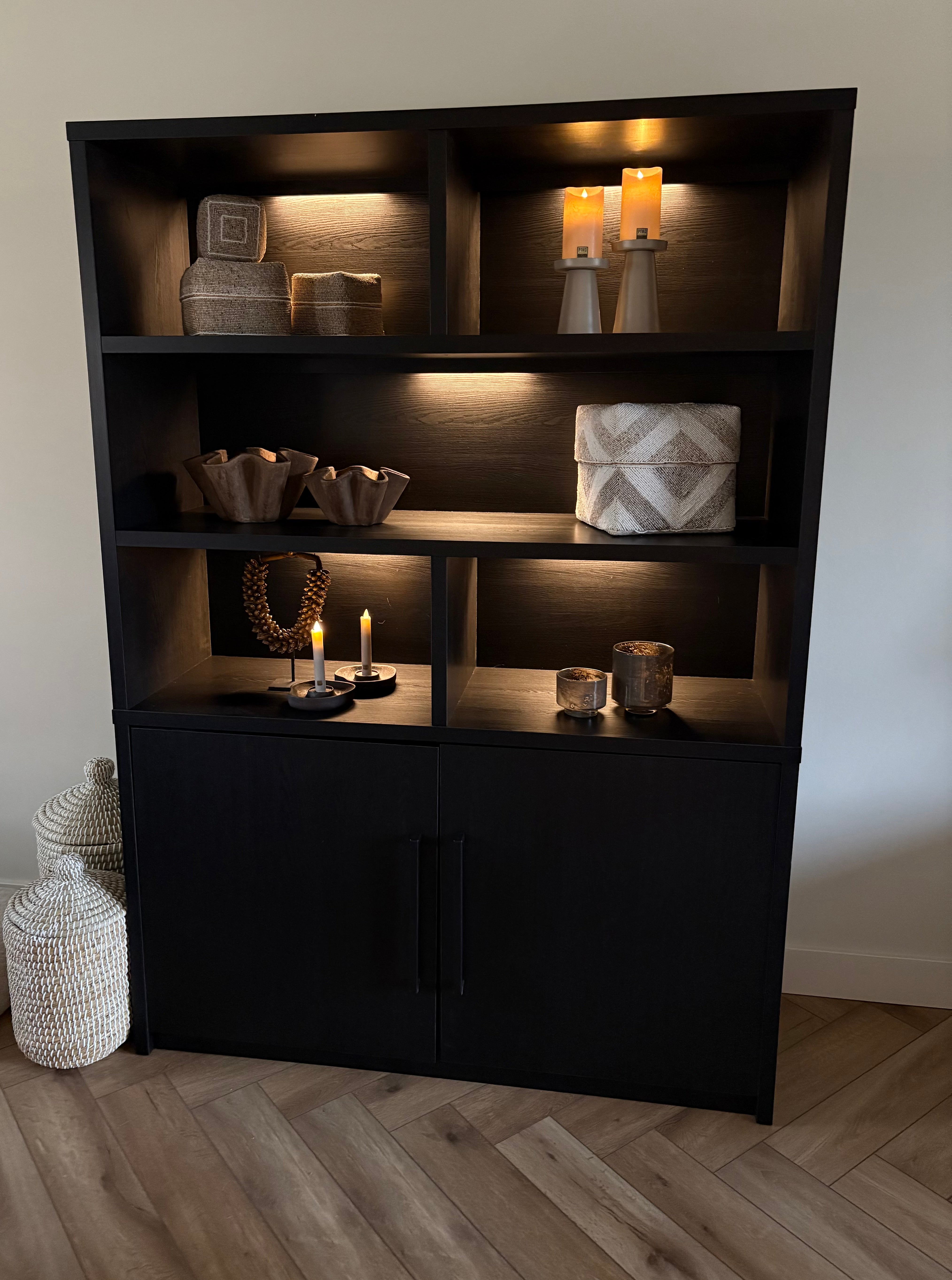 Set van twee beige kandelaren | Japandi