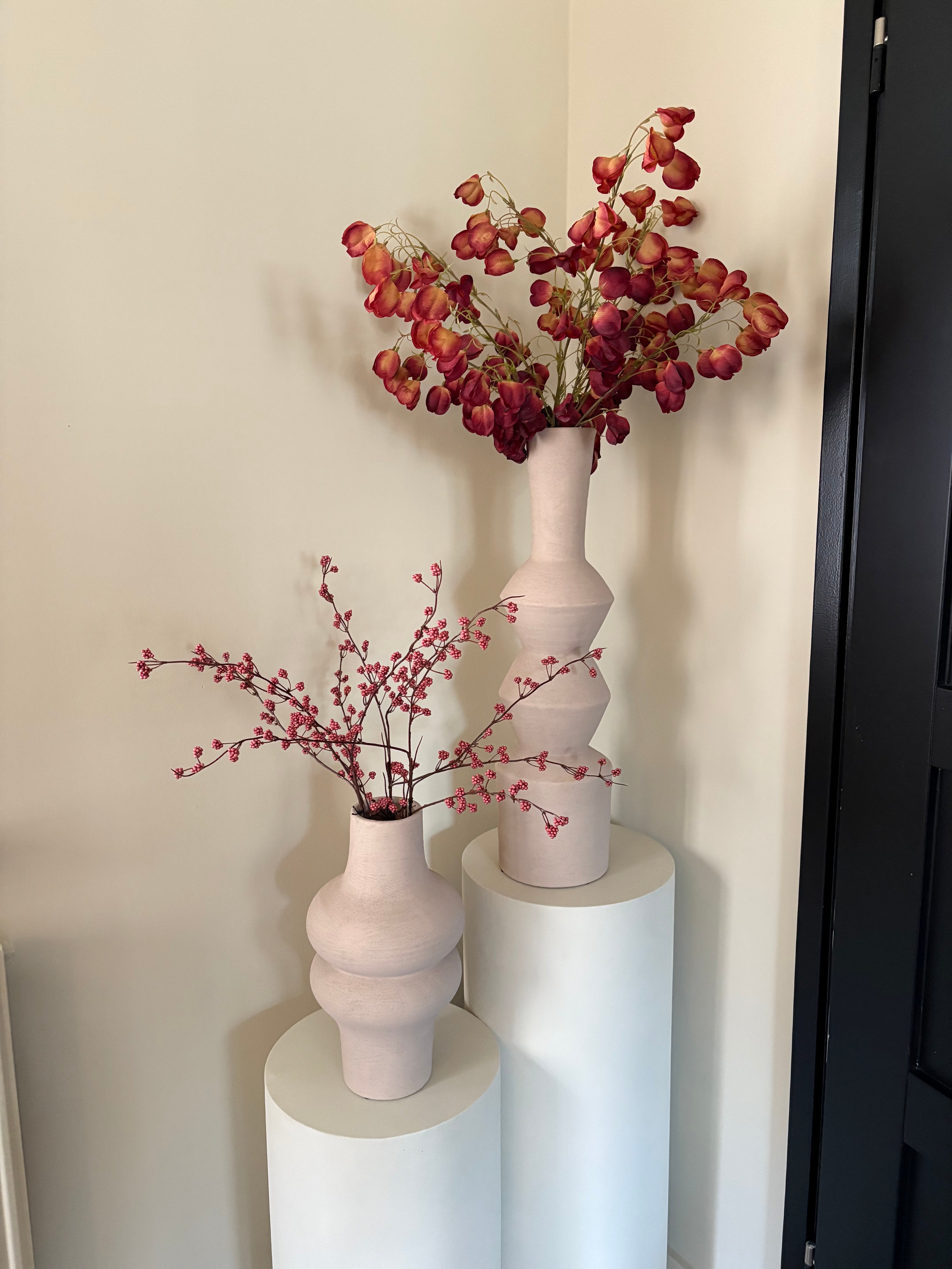 Lisboa aardewerk vaas | Taupe | Japandi vaas | 16x16x59cm