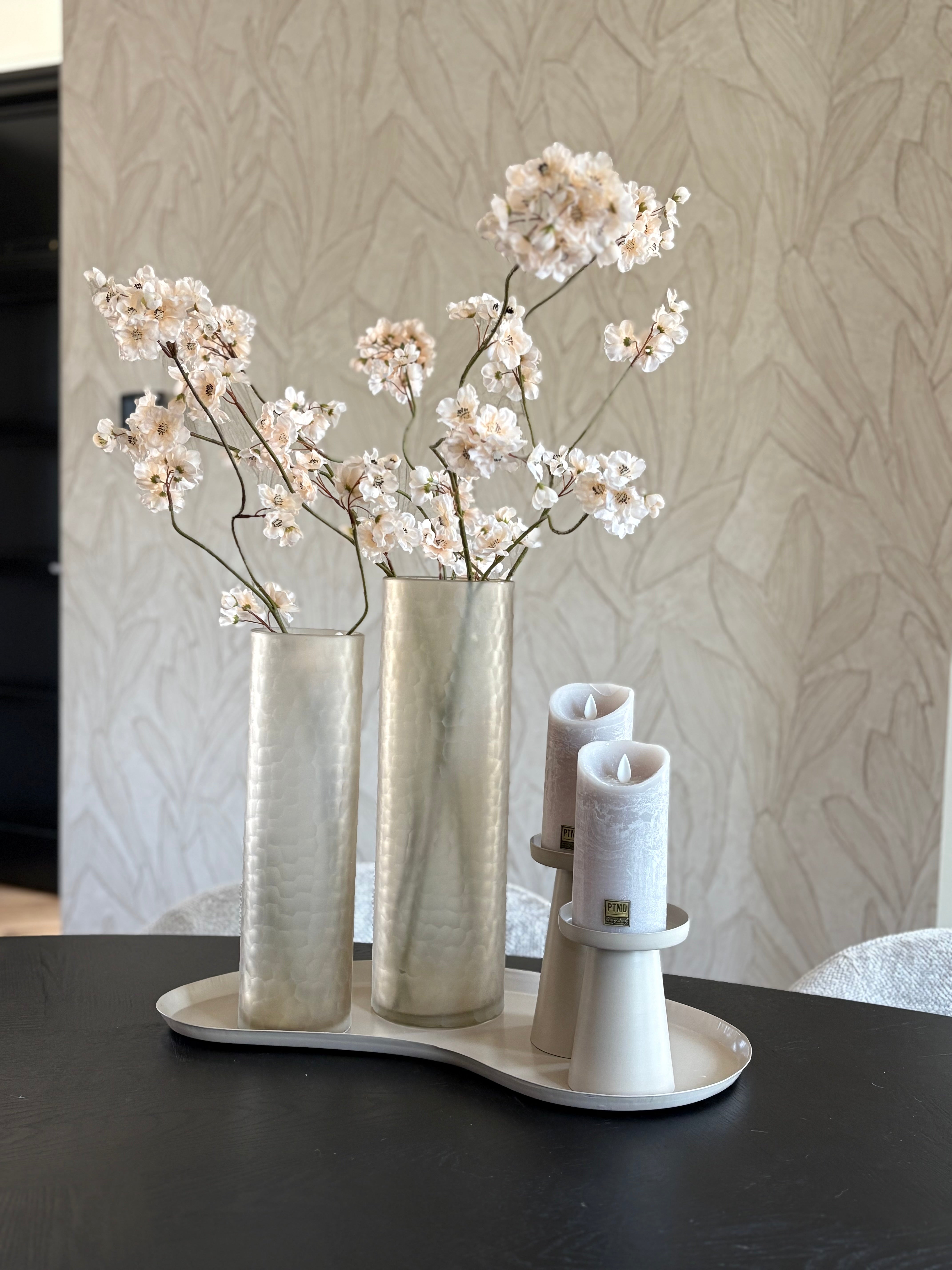 Led kaars beige | PTMD | 7.5 x 7.5 x 15.0 cm