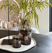 Set van twee | Theelichthouders palmboom | Theelichthouders bruin