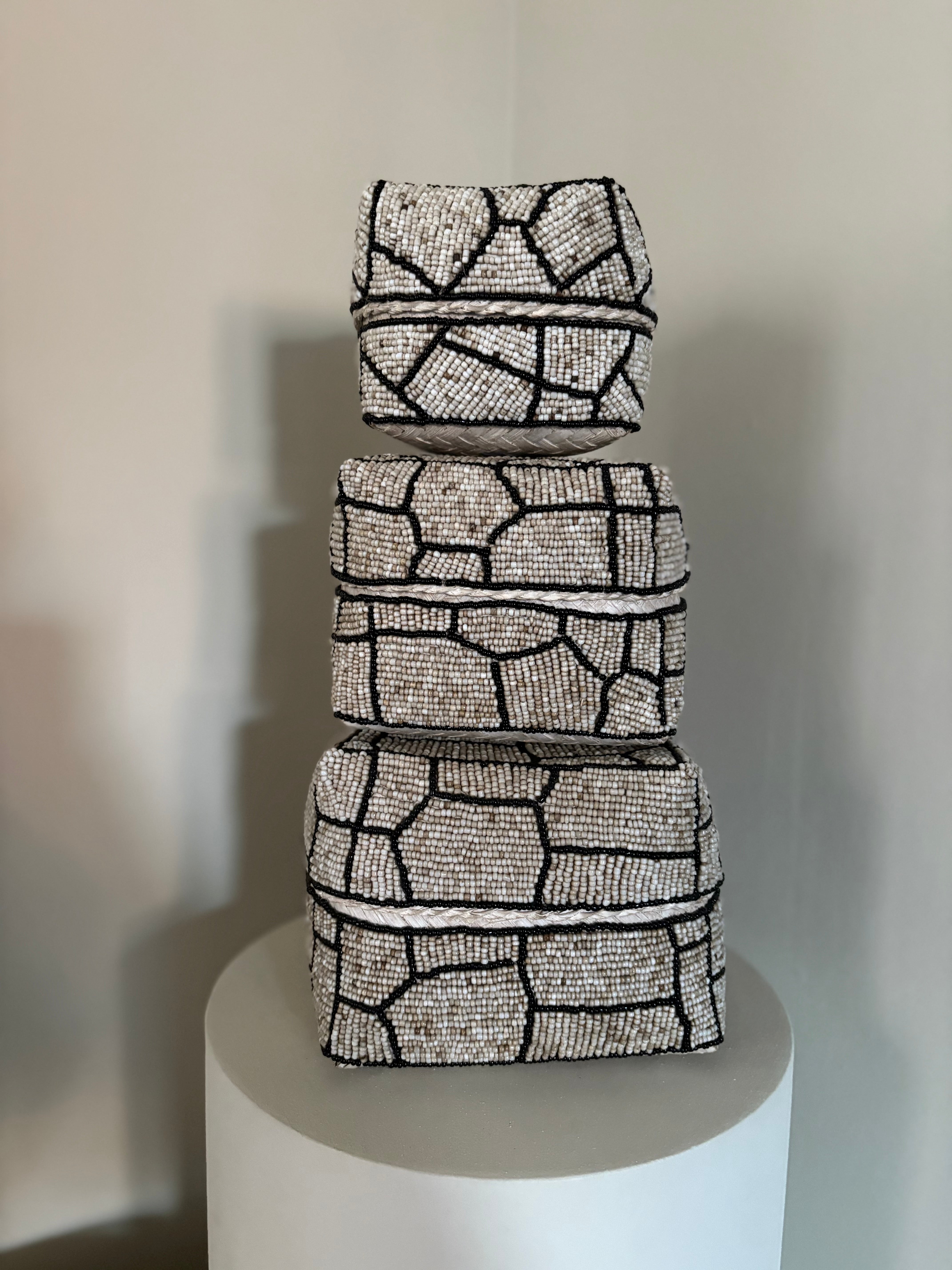 Offermand Snake | Beige zwart | Offermanden set | Japandi | Boho | Handgemaakt